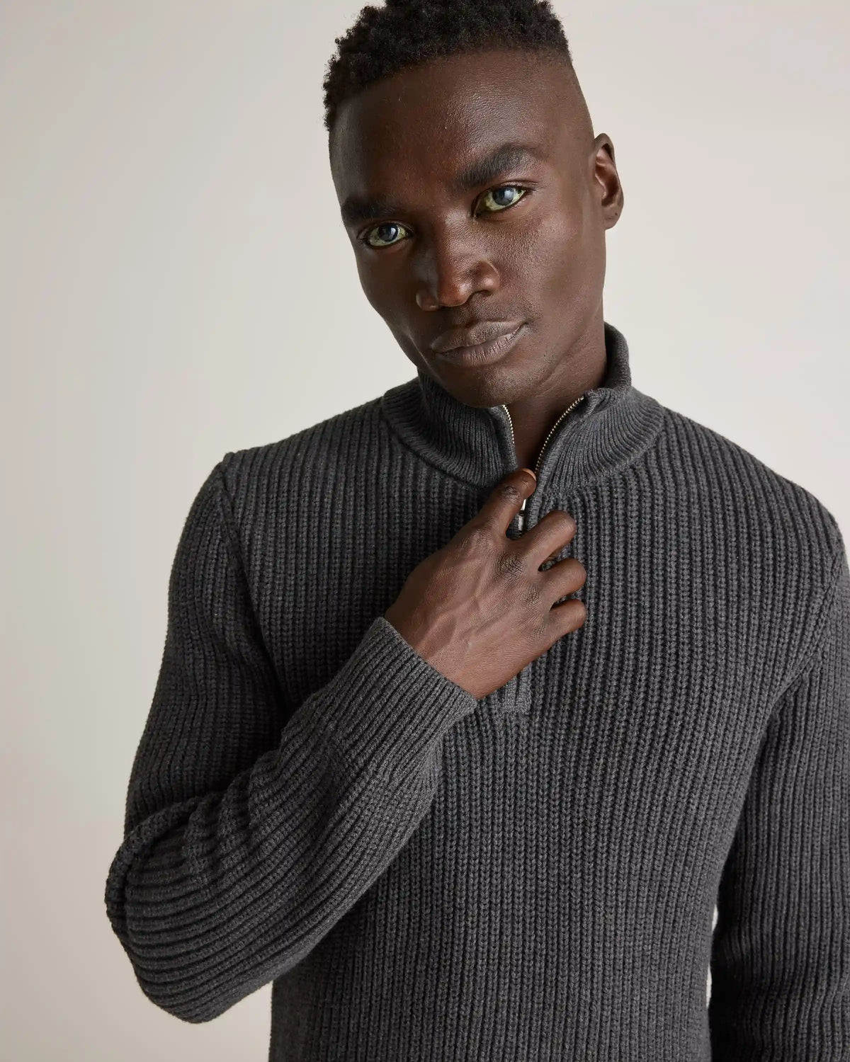 100% Organic Cotton Fisherman Quarter-Zip Sweater