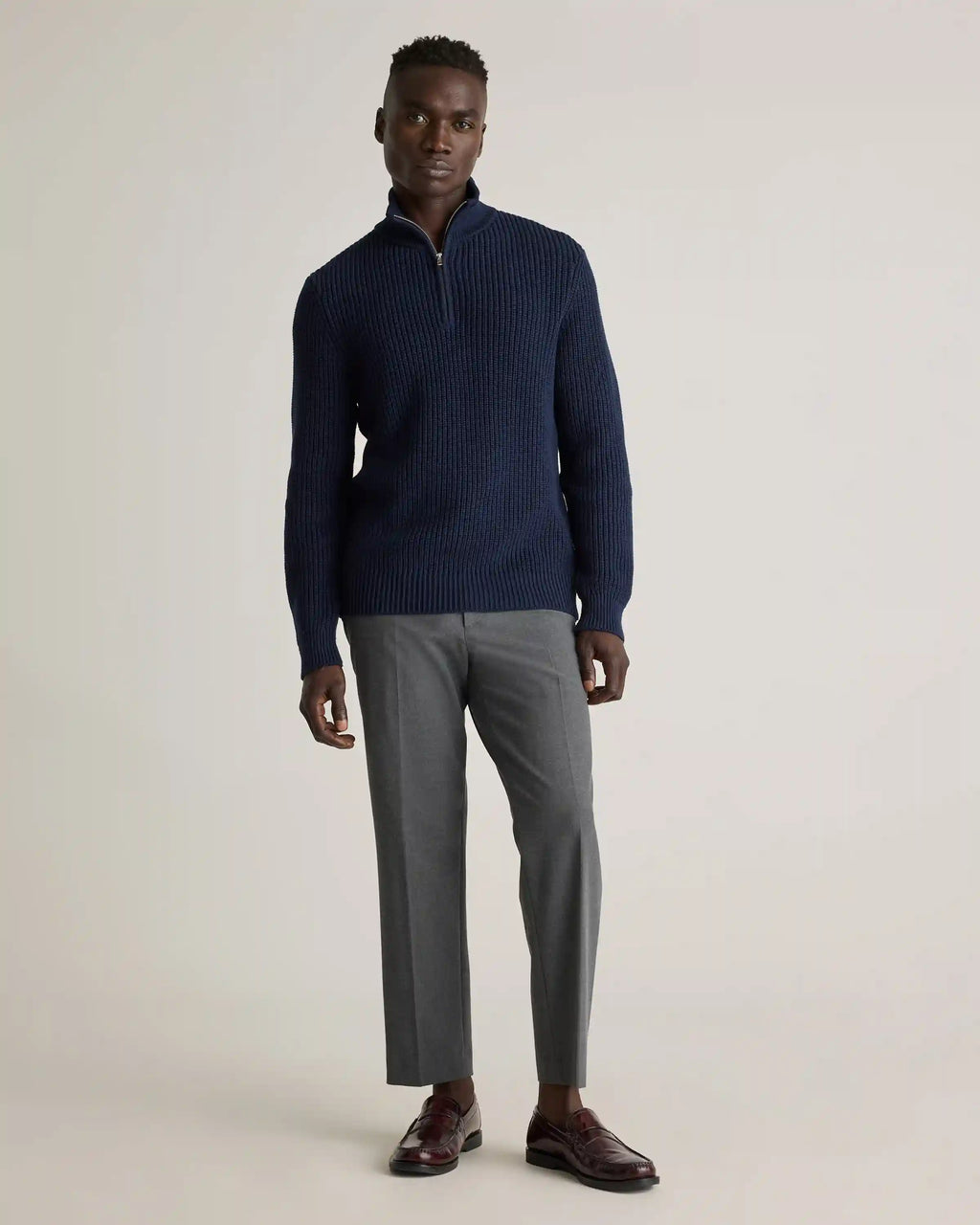 100% Organic Cotton Fisherman Quarter-Zip Sweater