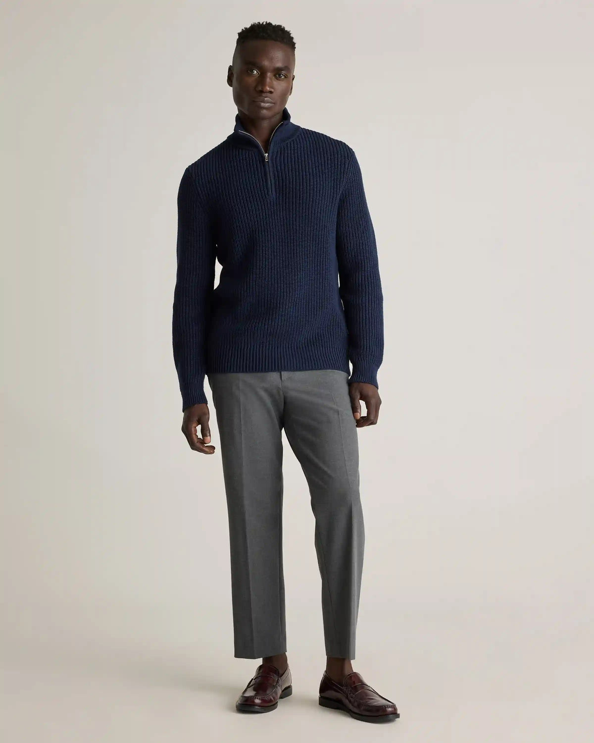 100% Organic Cotton Fisherman Quarter-Zip Sweater