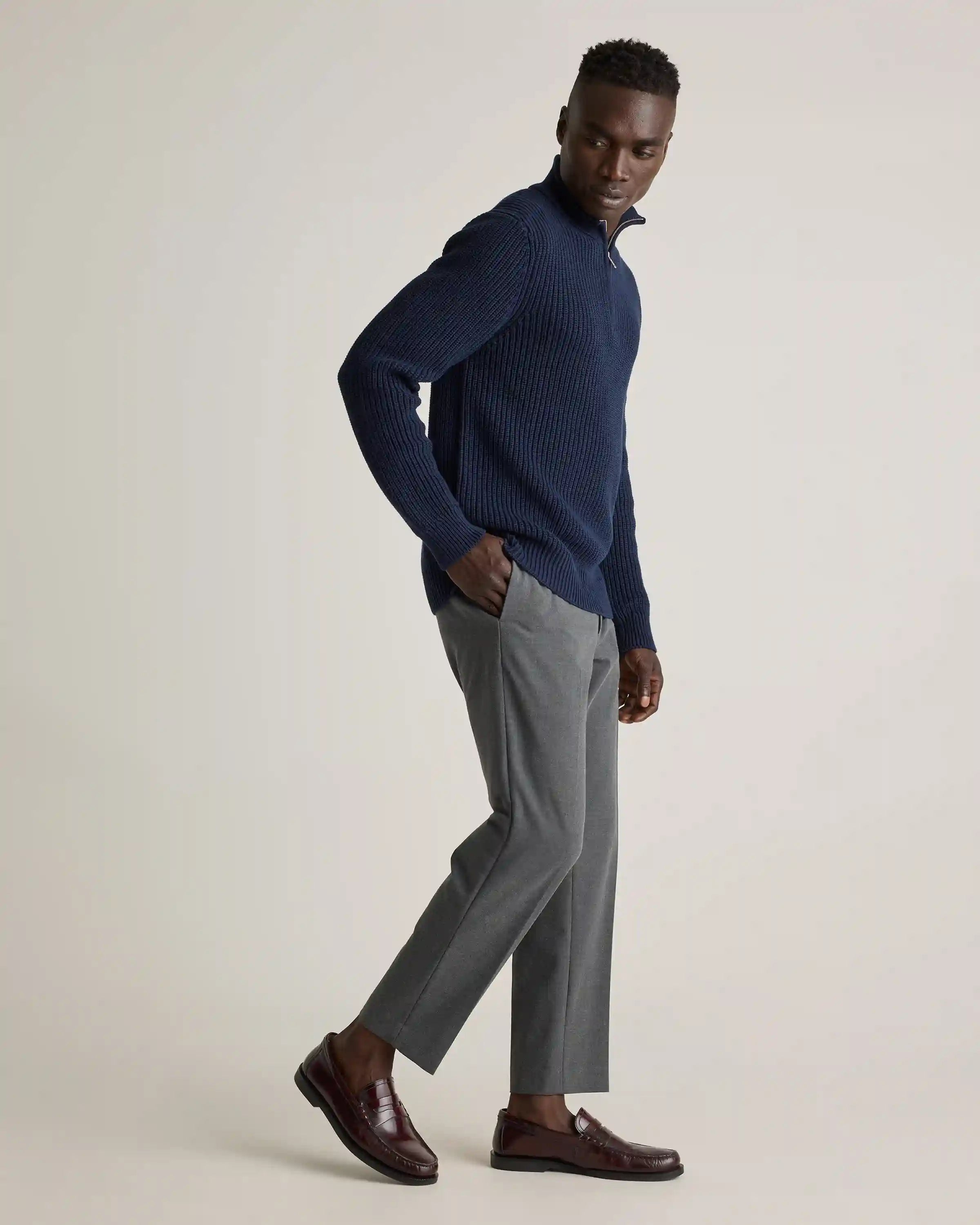 100% Organic Cotton Fisherman Quarter-Zip Sweater
