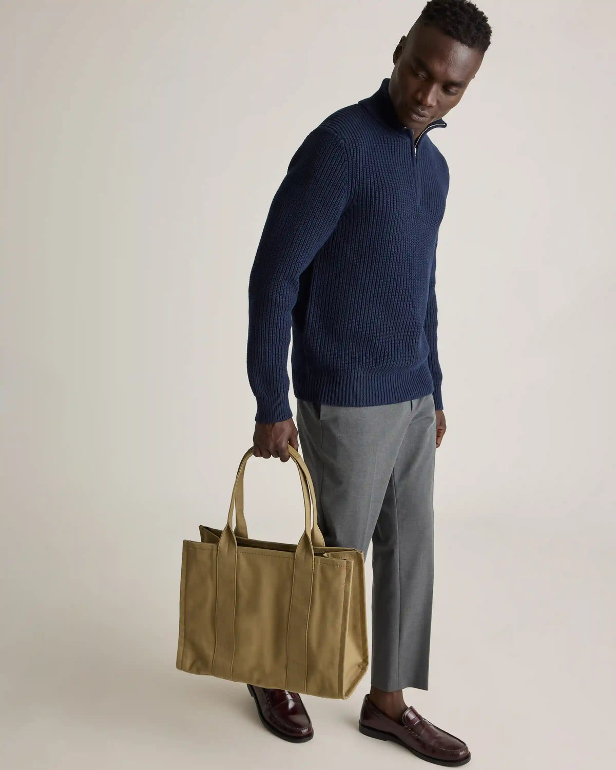 100% Organic Cotton Fisherman Quarter-Zip Sweater