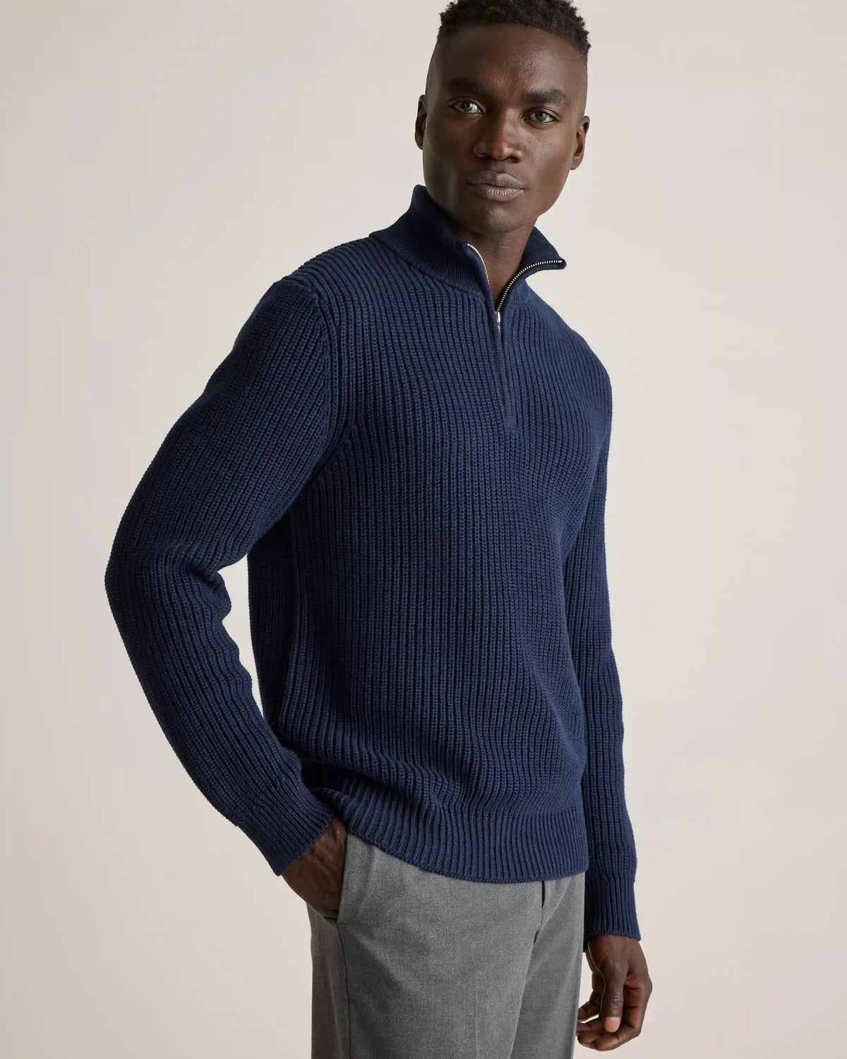100% Organic Cotton Fisherman Quarter-Zip Sweater