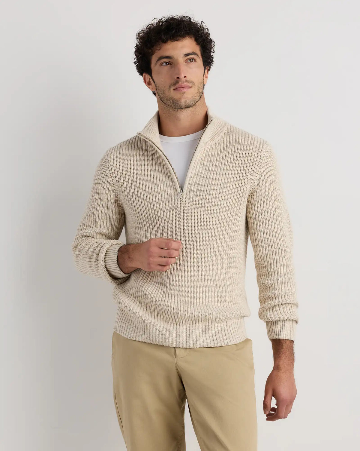 100% Organic Cotton Fisherman Quarter-Zip Sweater