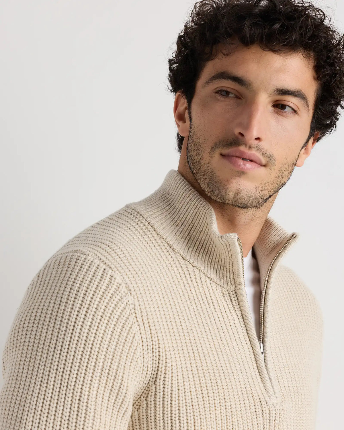 100% Organic Cotton Fisherman Quarter-Zip Sweater