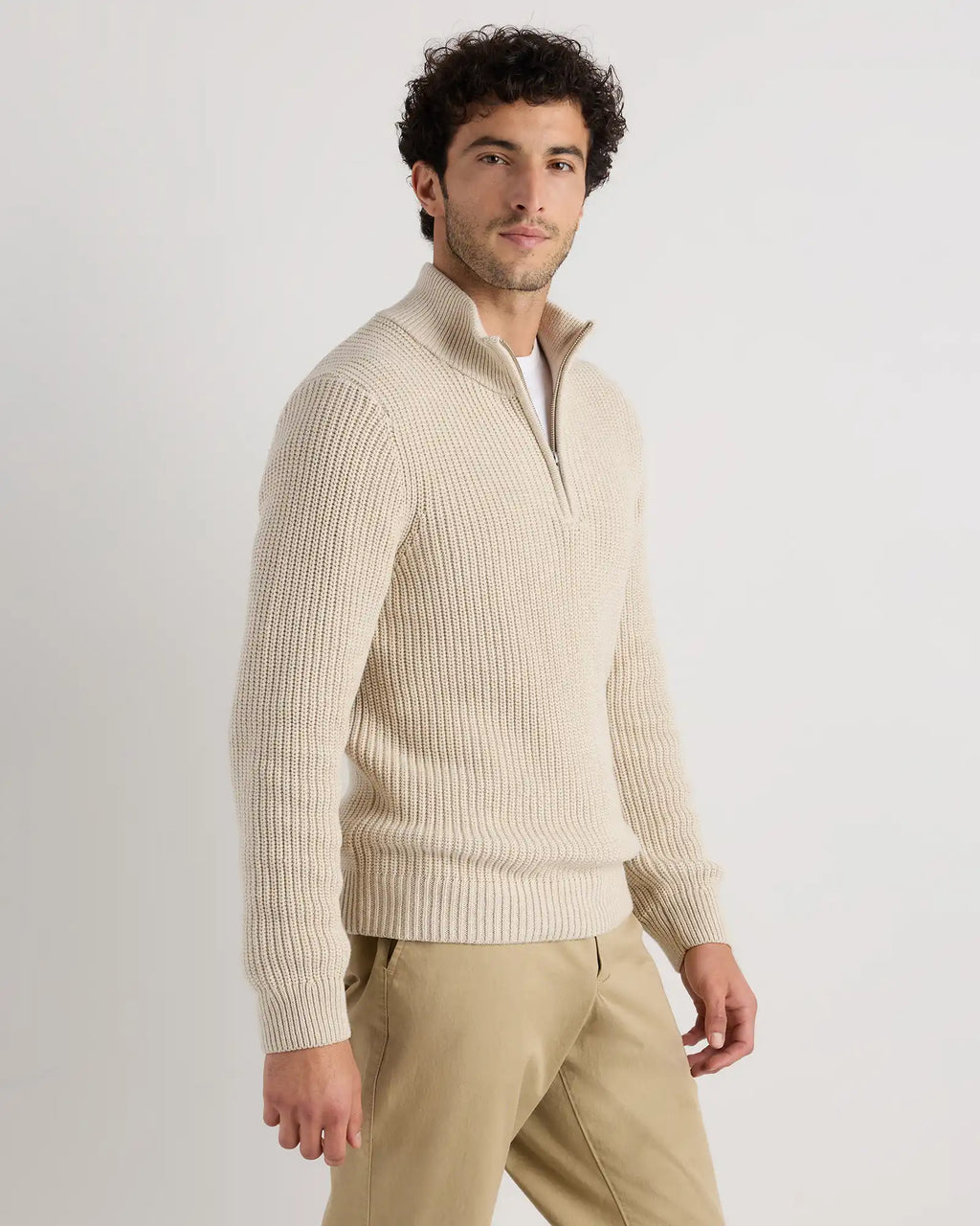100% Organic Cotton Fisherman Quarter-Zip Sweater