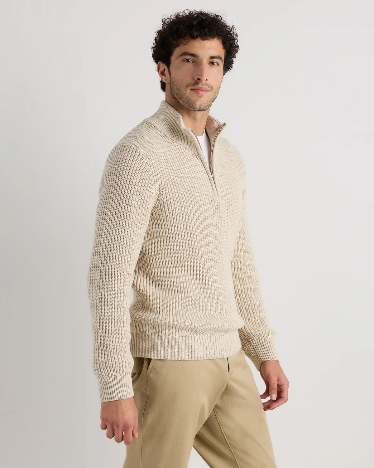 100% Organic Cotton Fisherman Quarter-Zip Sweater