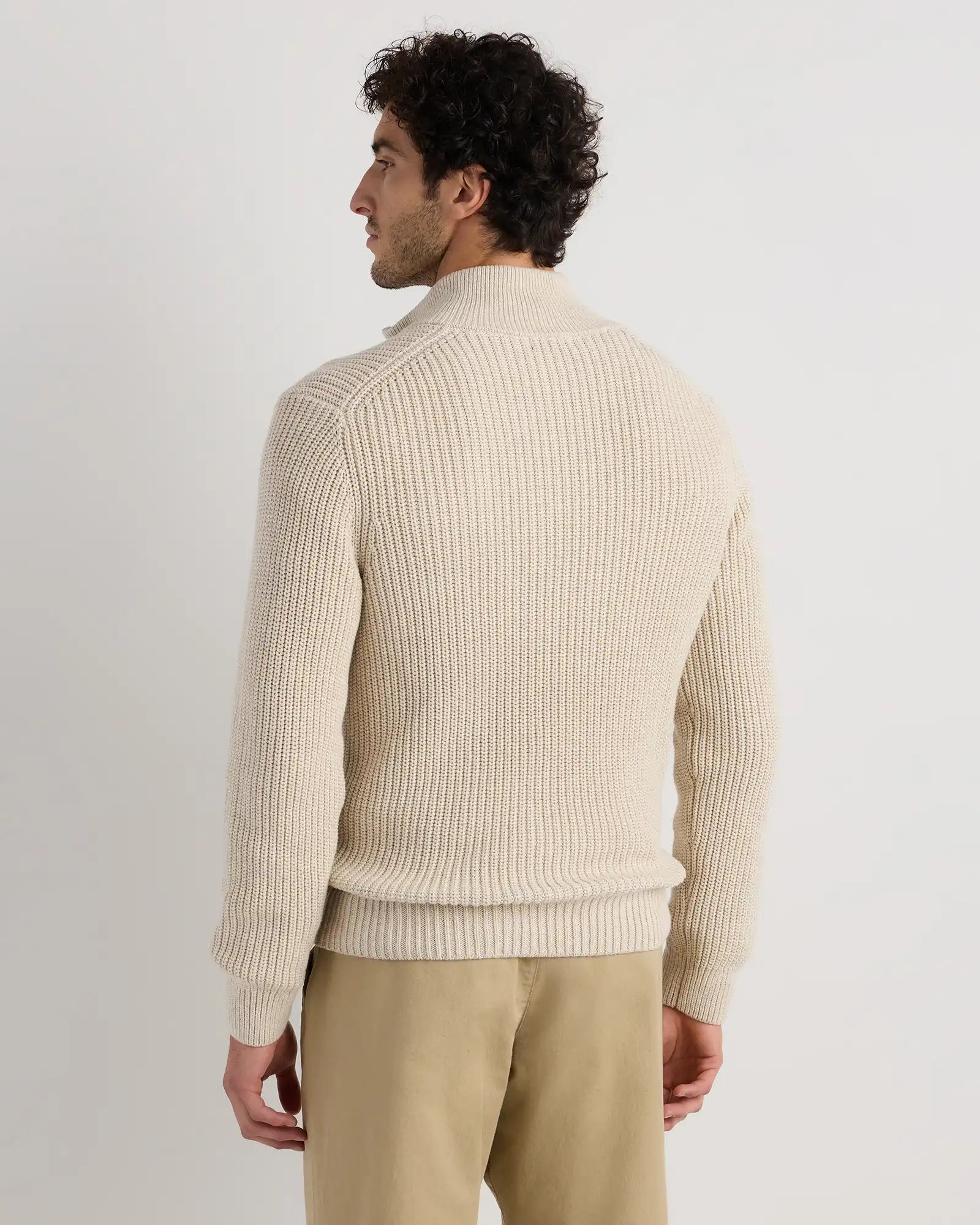 100% Organic Cotton Fisherman Quarter-Zip Sweater