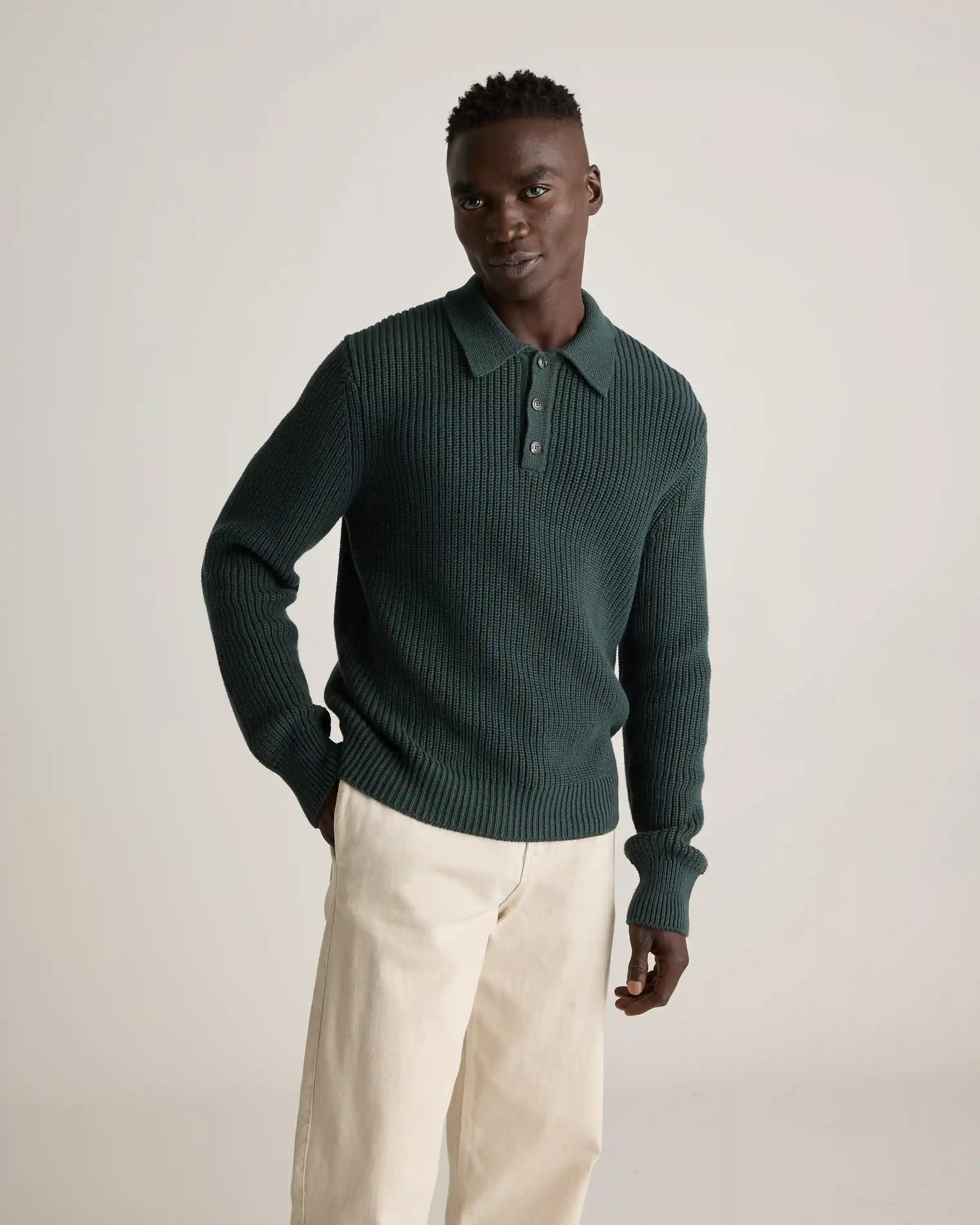 100% Organic Cotton Fisherman Polo Sweater