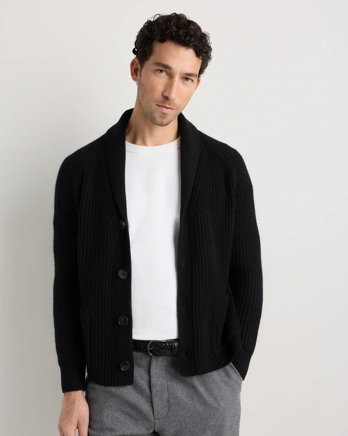 Mongolian Cashmere Shawl Collar Cardigan