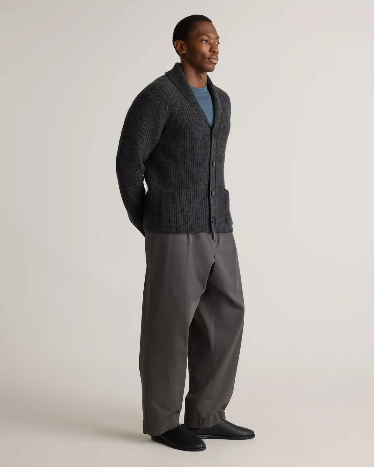 Mongolian Cashmere Shawl Collar Cardigan