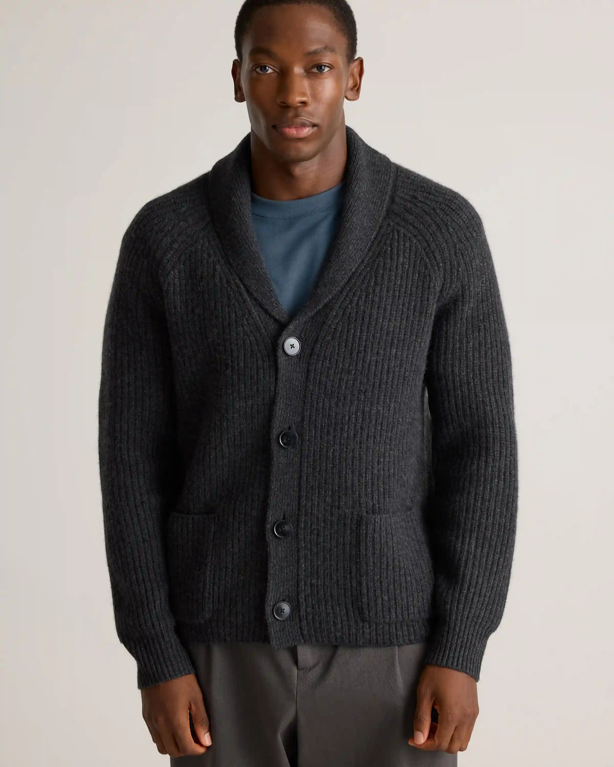 Mongolian Cashmere Shawl Collar Cardigan