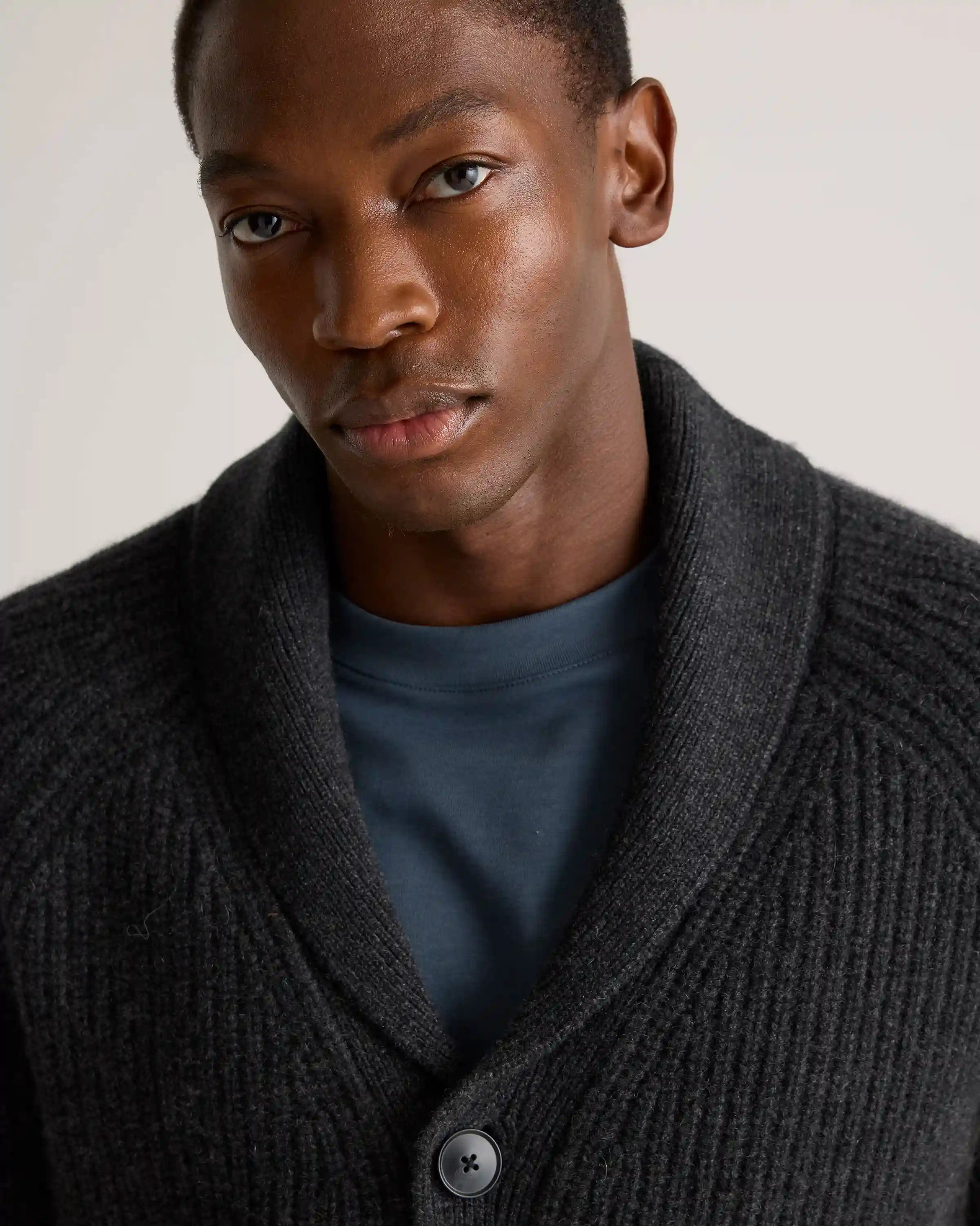 Mongolian Cashmere Shawl Collar Cardigan