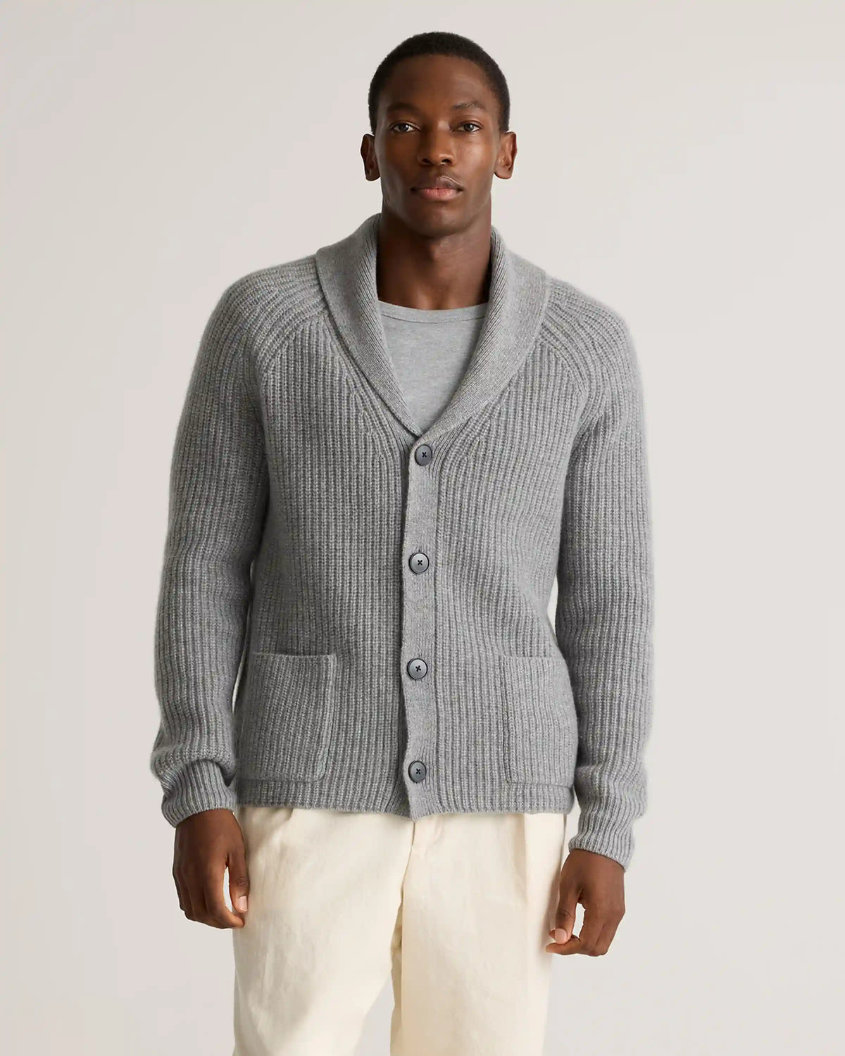 Mongolian Cashmere Shawl Collar Cardigan