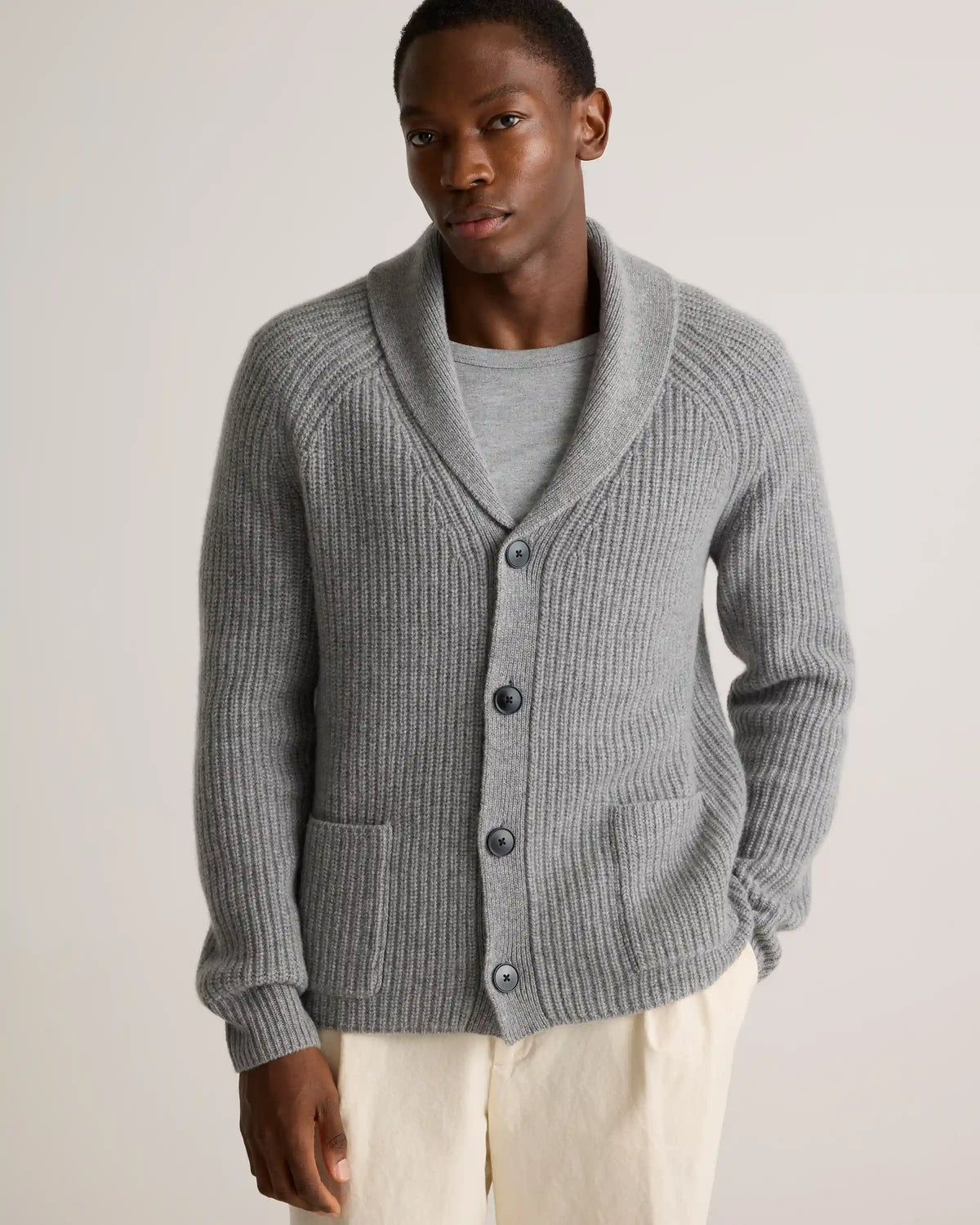 Mongolian Cashmere Shawl Collar Cardigan