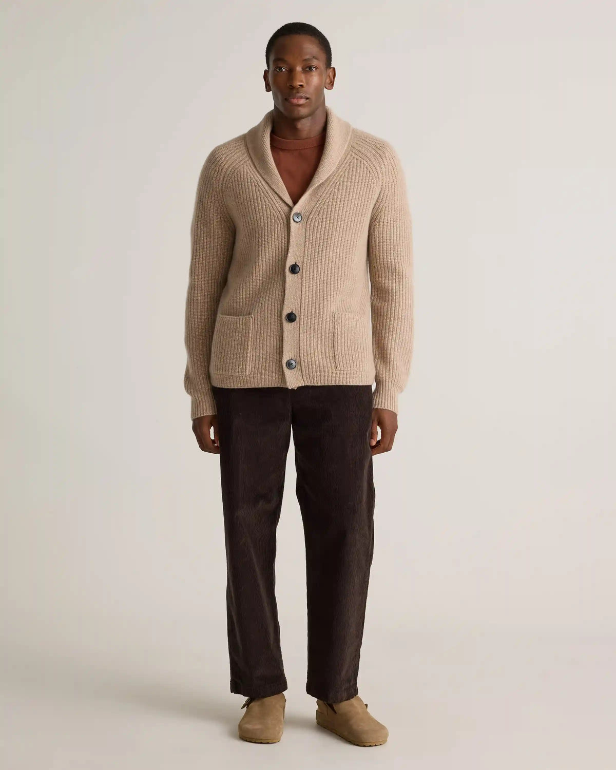 Mongolian Cashmere Shawl Collar Cardigan