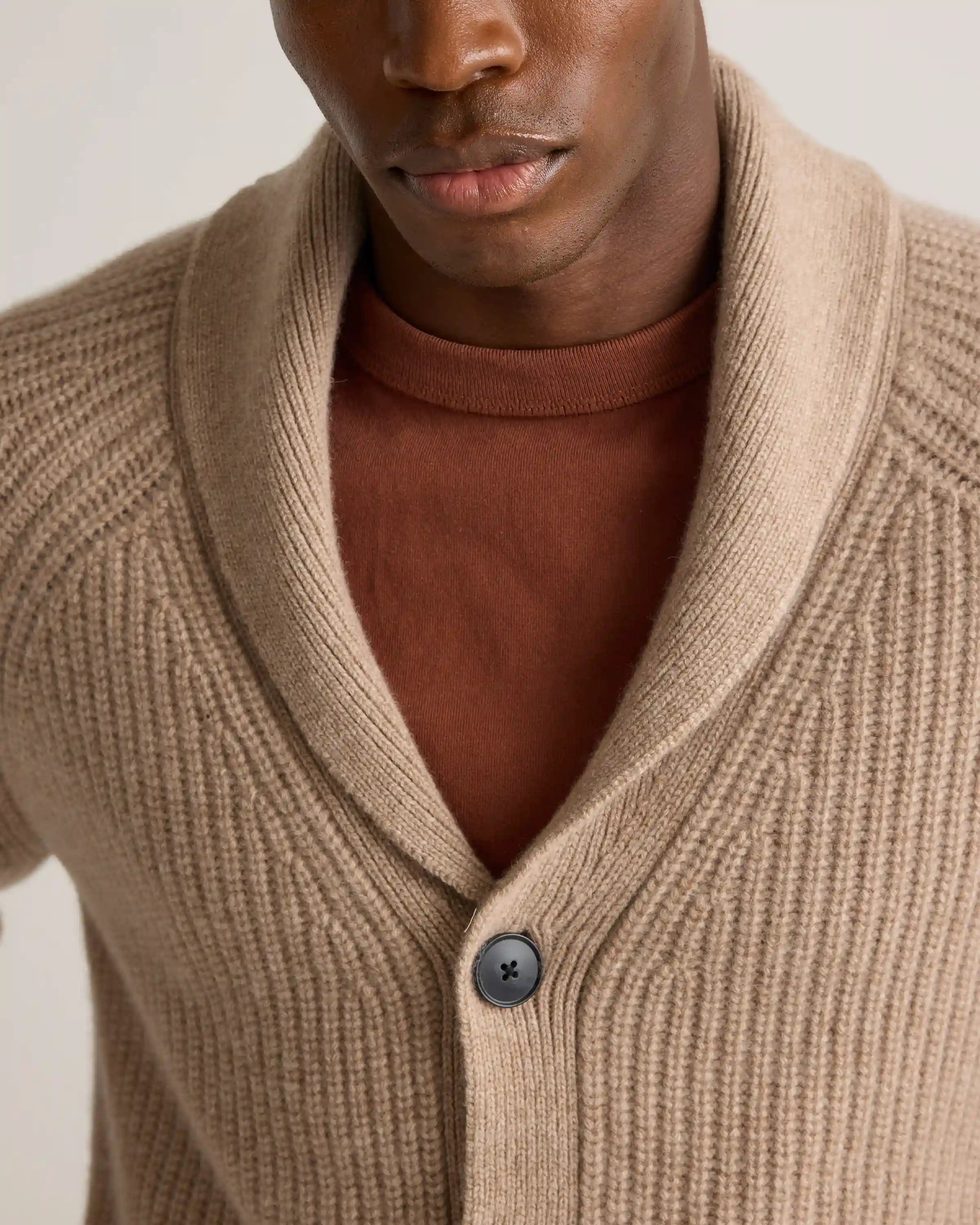 Mongolian Cashmere Shawl Collar Cardigan