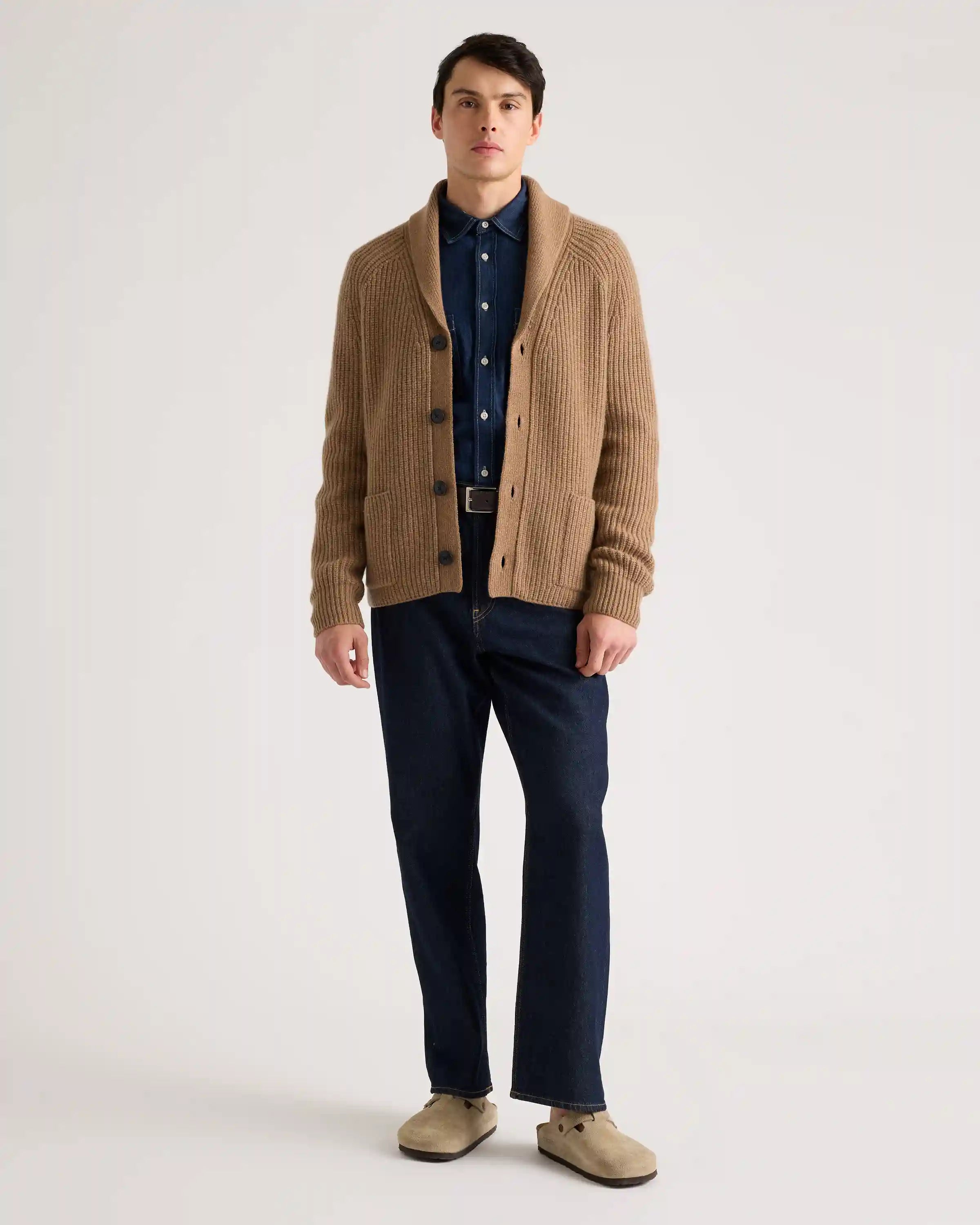 Mongolian Cashmere Shawl Collar Cardigan