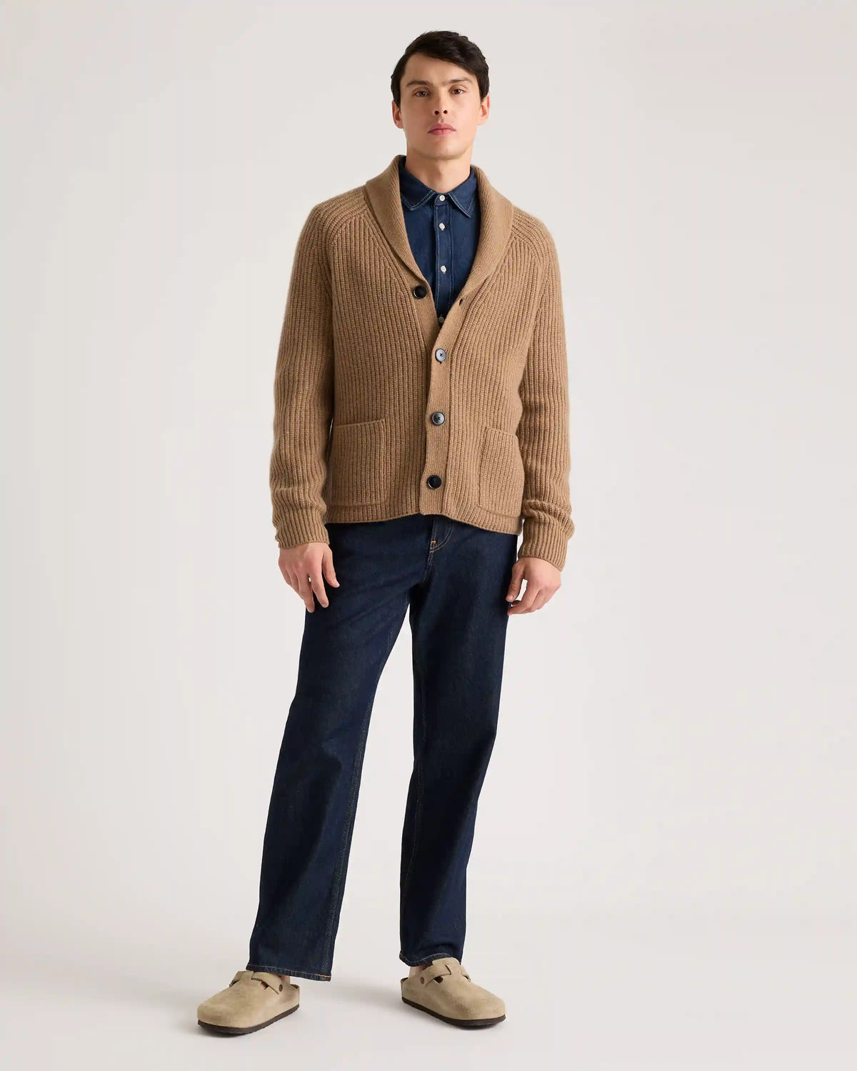 Mongolian Cashmere Shawl Collar Cardigan