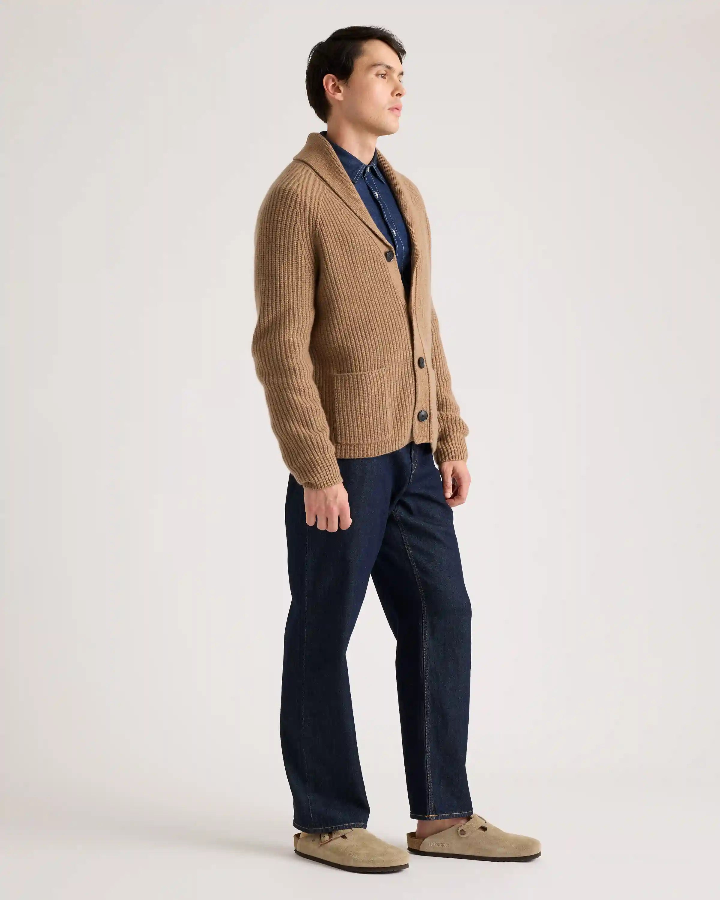 Mongolian Cashmere Shawl Collar Cardigan