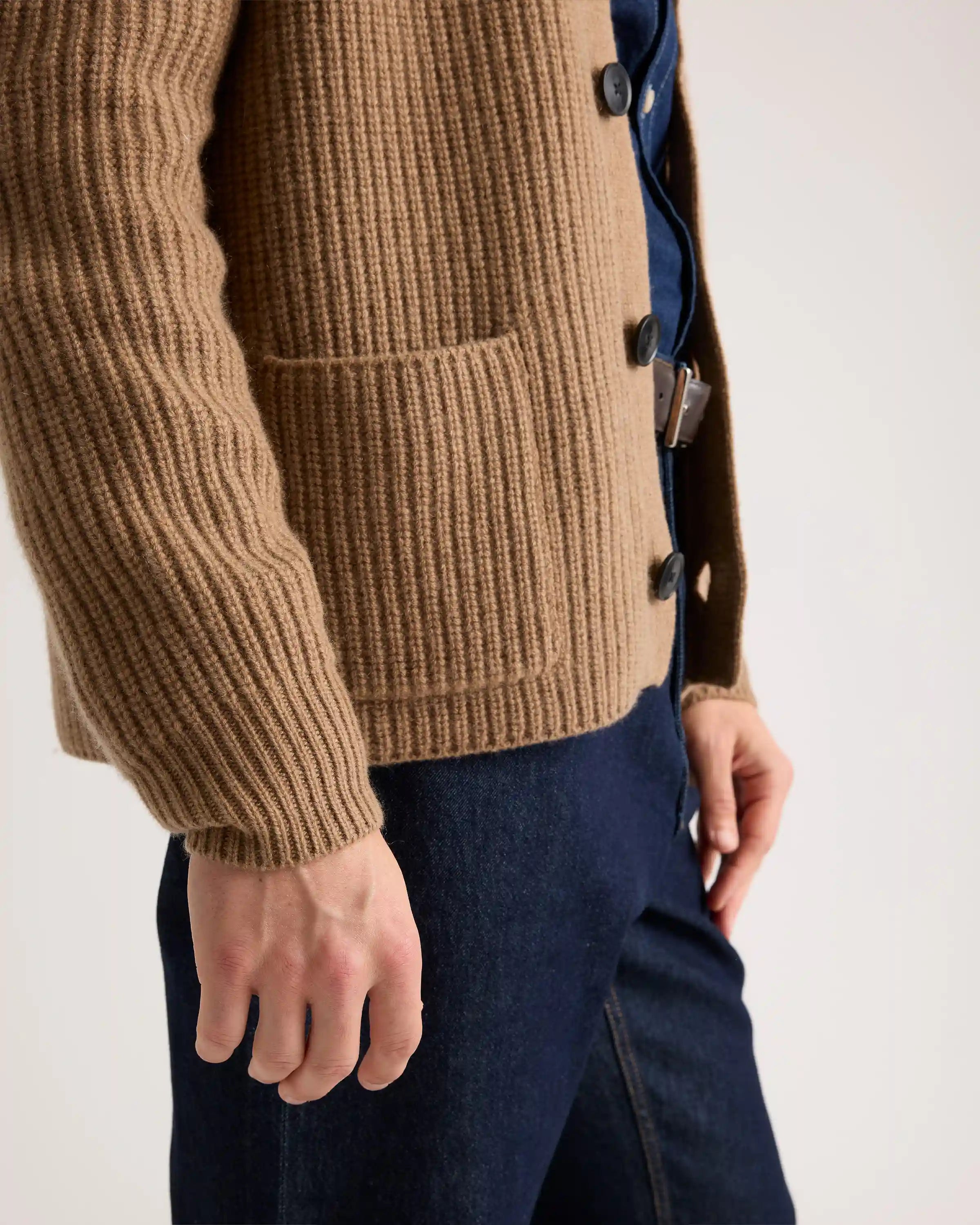 Mongolian Cashmere Shawl Collar Cardigan