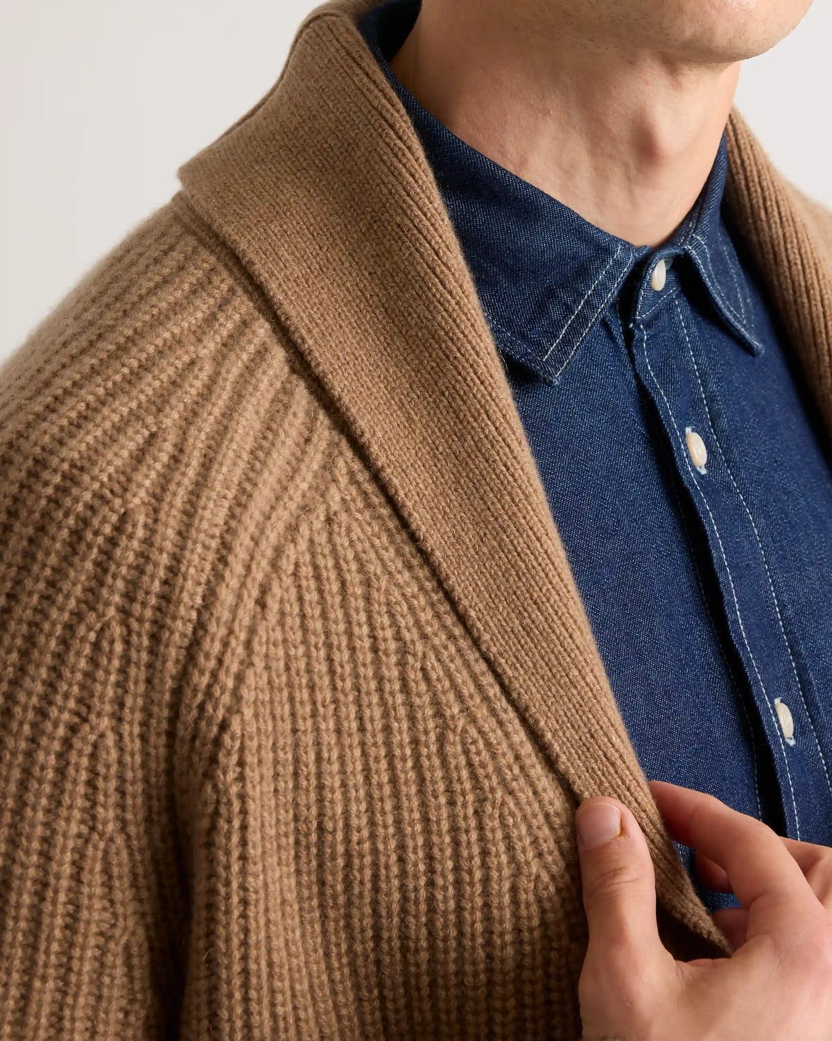 Mongolian Cashmere Shawl Collar Cardigan