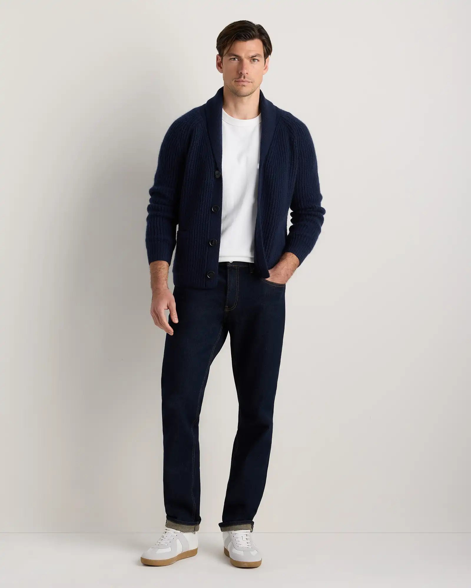 Mongolian Cashmere Shawl Collar Cardigan