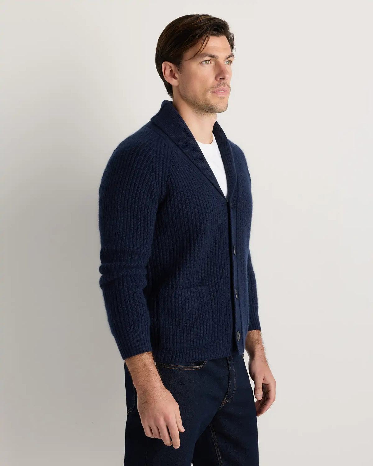 Mongolian Cashmere Shawl Collar Cardigan