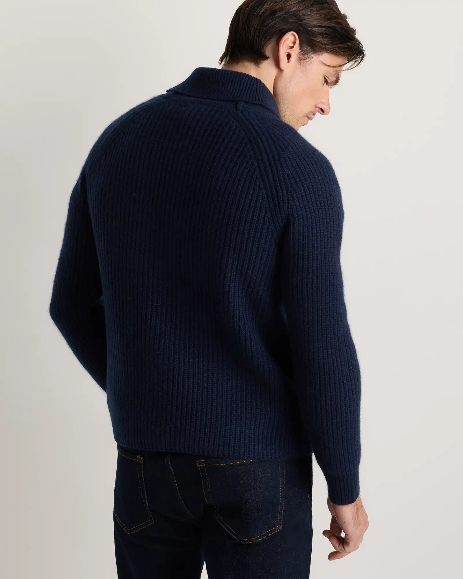 Mongolian Cashmere Shawl Collar Cardigan