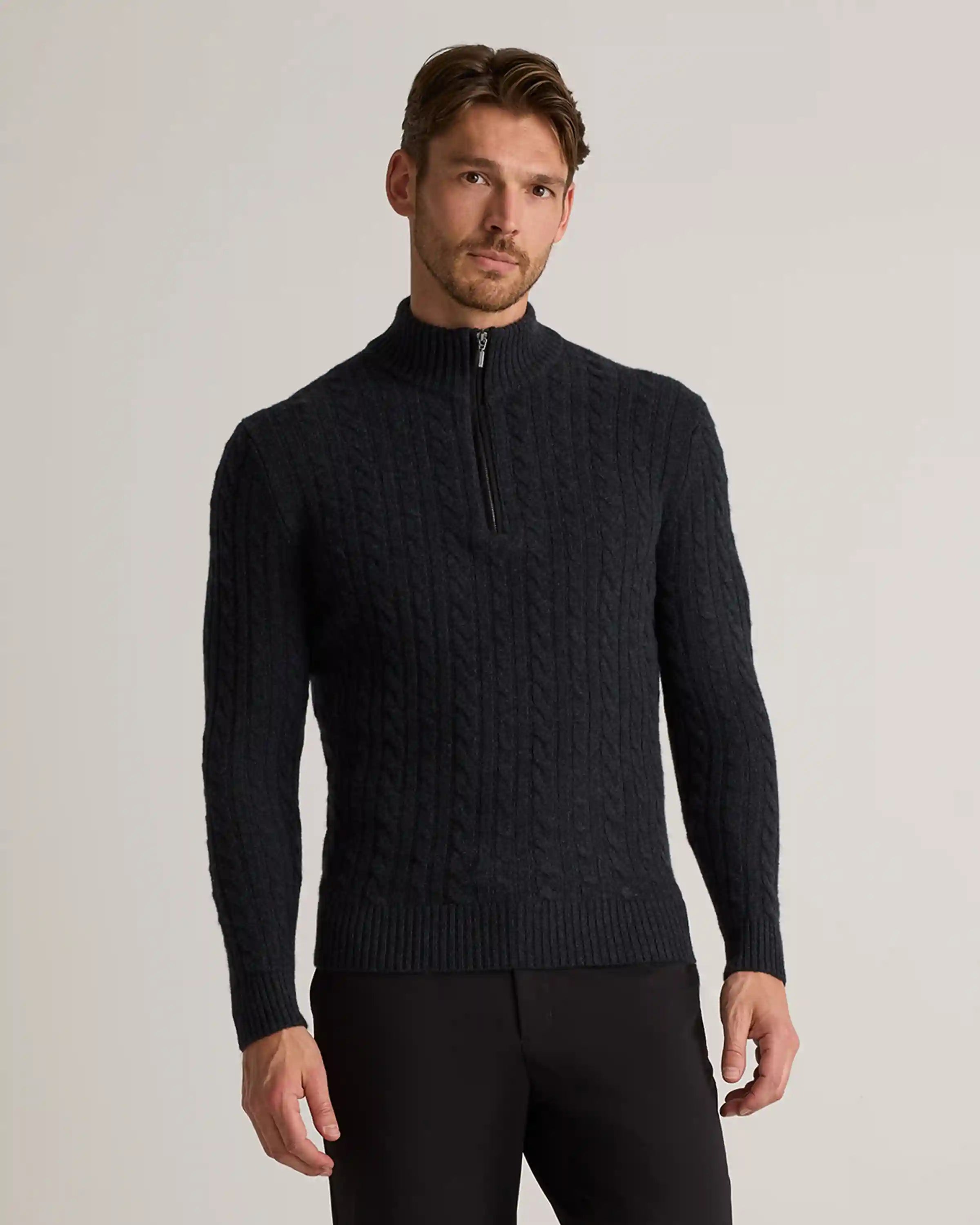 Luxe Baby Cashmere Cable Quarter Zip Sweater