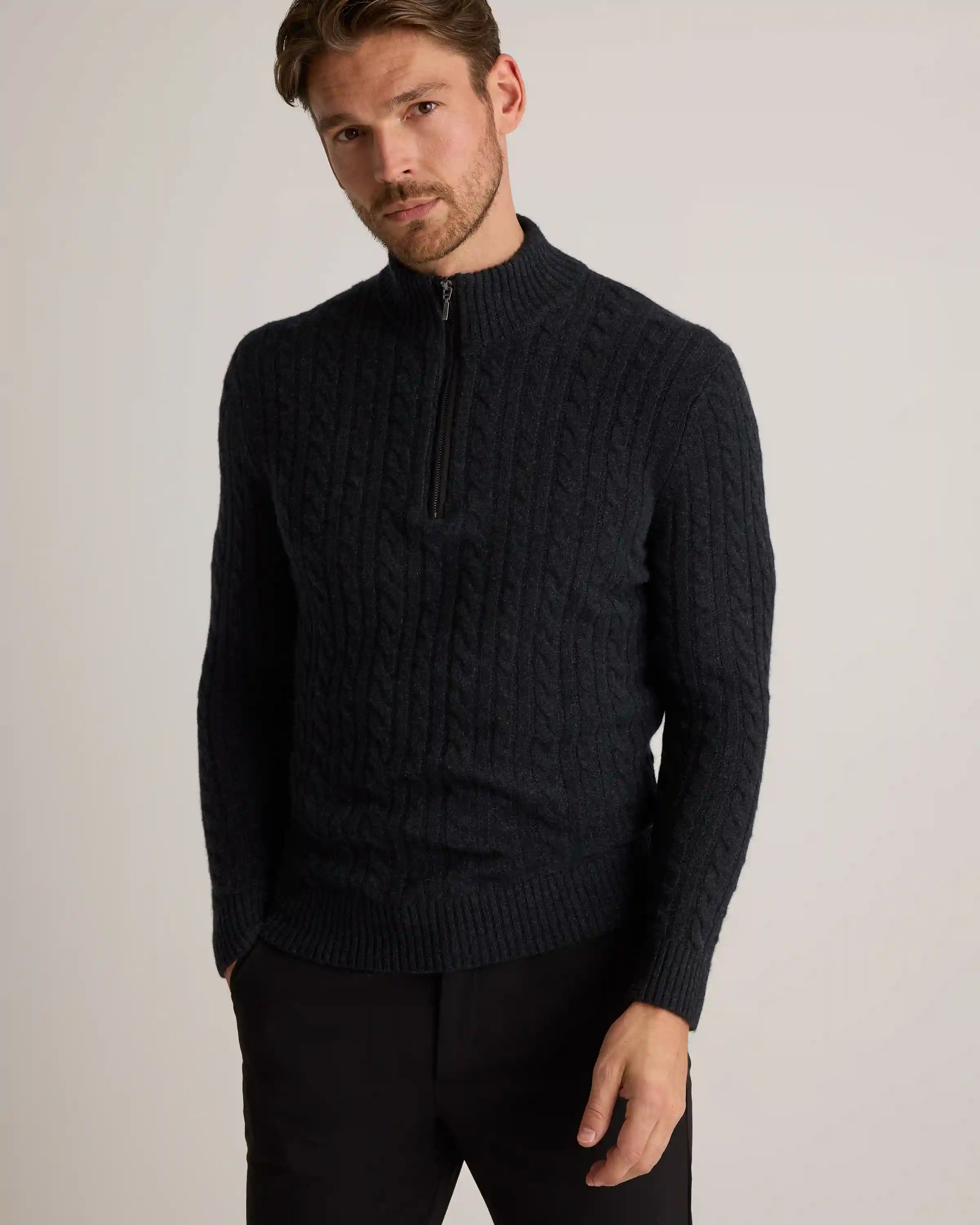 Luxe Baby Cashmere Cable Quarter Zip Sweater