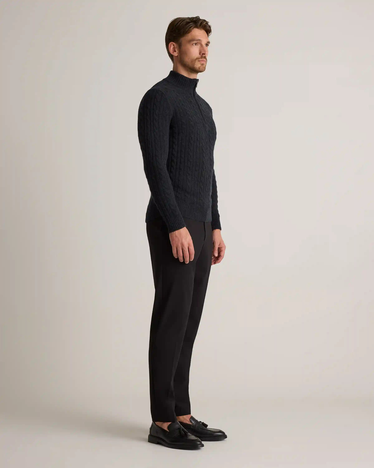 Luxe Baby Cashmere Cable Quarter Zip Sweater