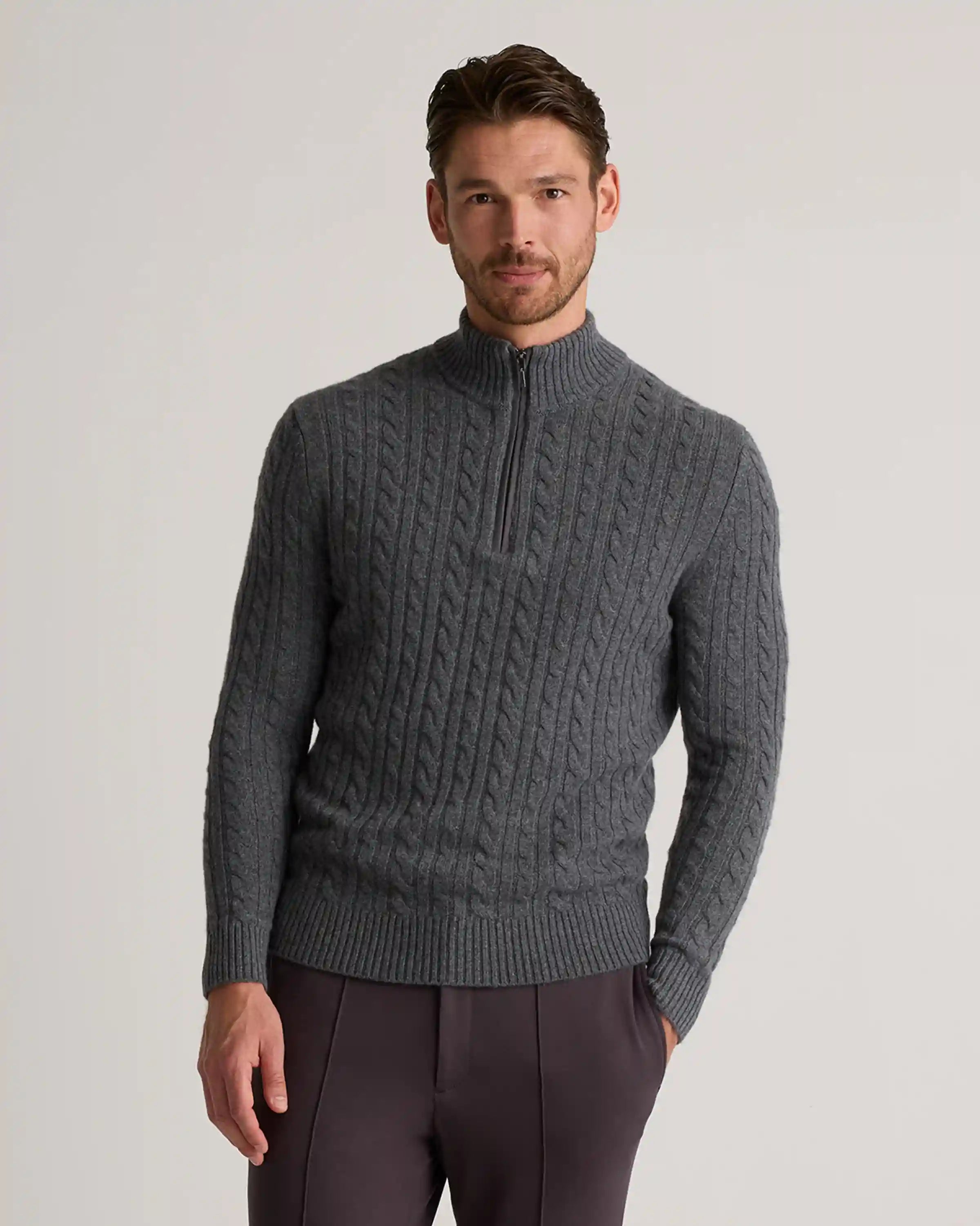 Luxe Baby Cashmere Cable Quarter Zip Sweater