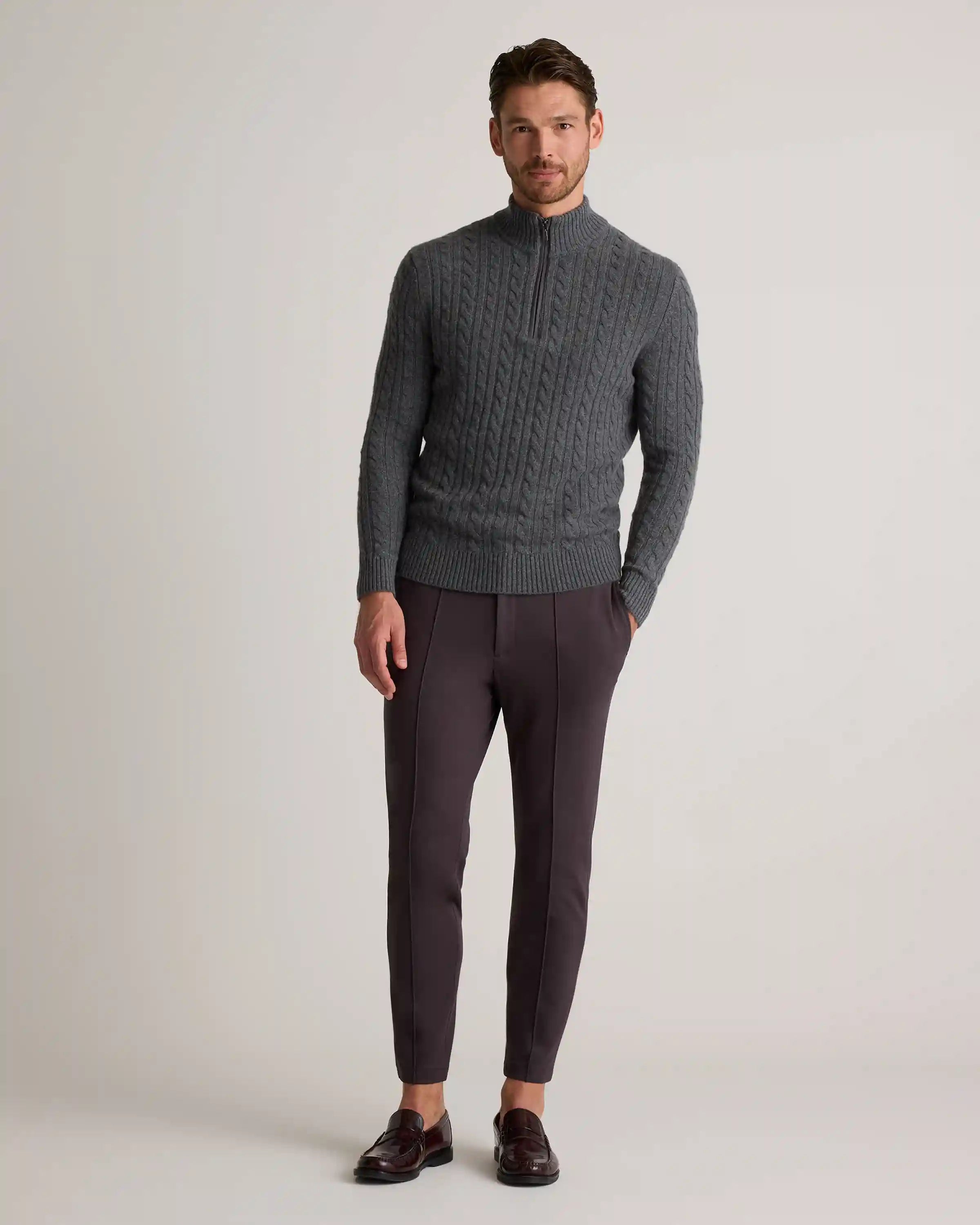 Luxe Baby Cashmere Cable Quarter Zip Sweater
