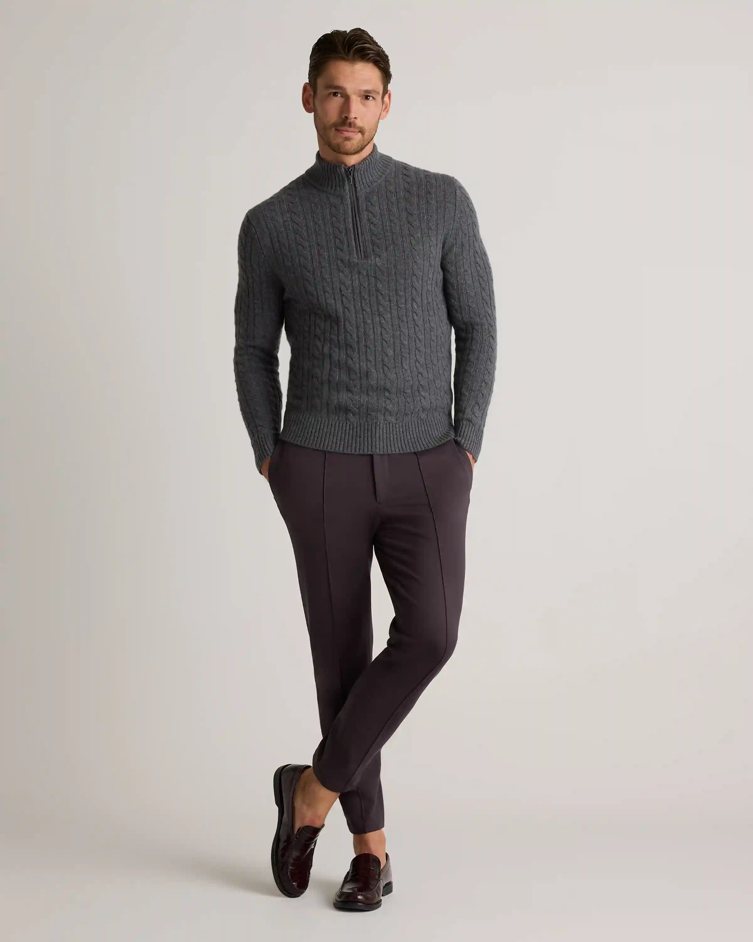 Luxe Baby Cashmere Cable Quarter Zip Sweater