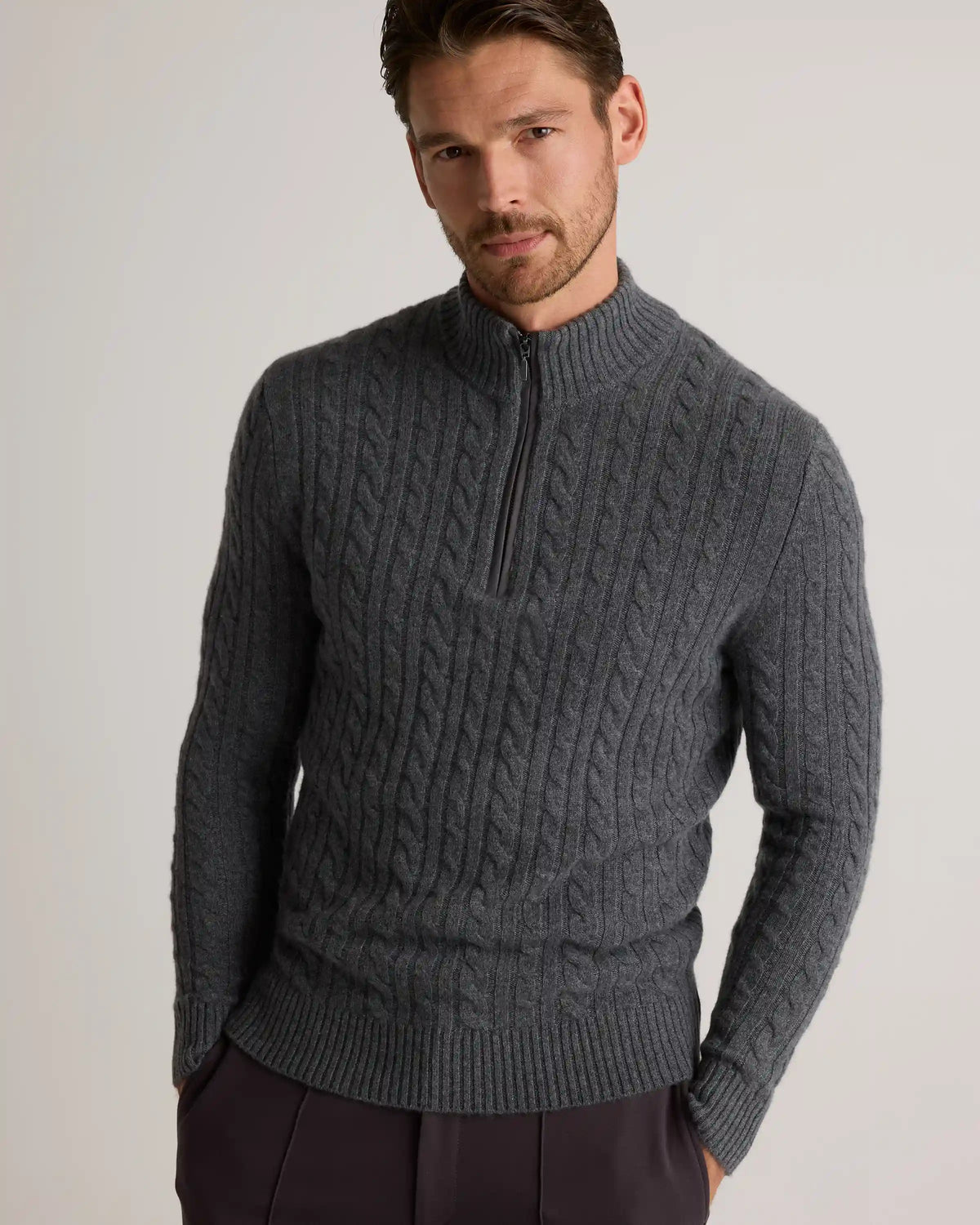 Luxe Baby Cashmere Cable Quarter Zip Sweater