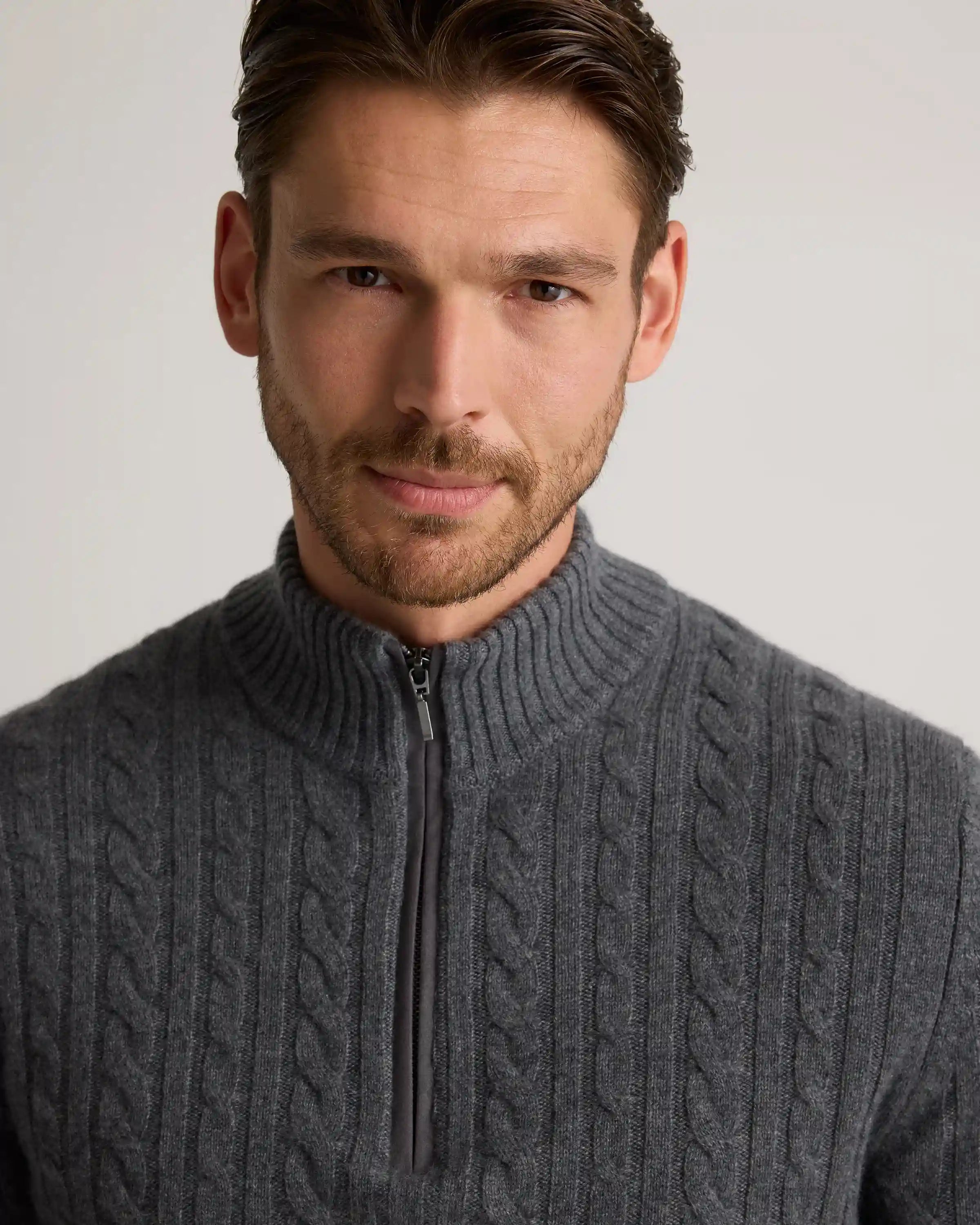 Luxe Baby Cashmere Cable Quarter Zip Sweater