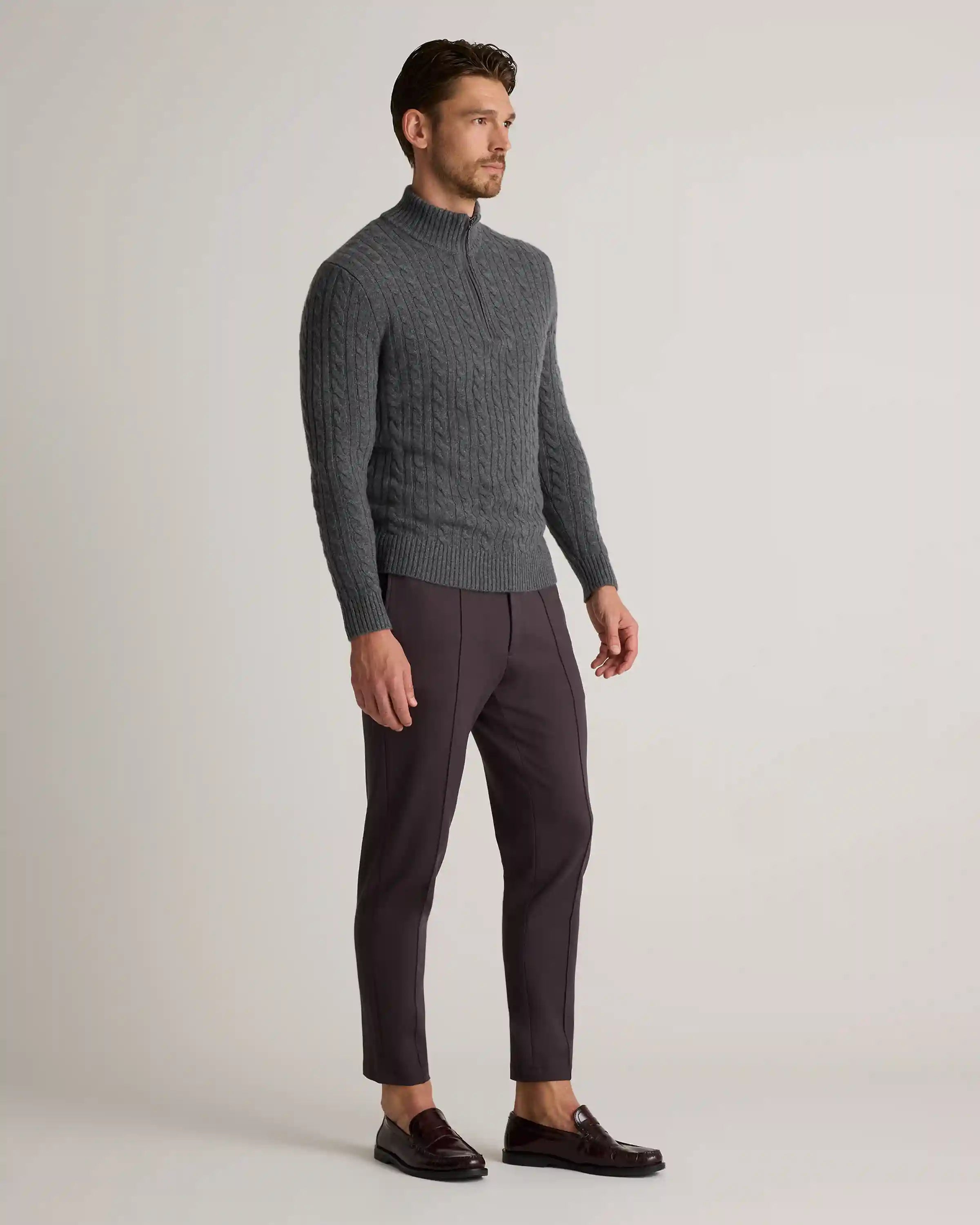 Luxe Baby Cashmere Cable Quarter Zip Sweater