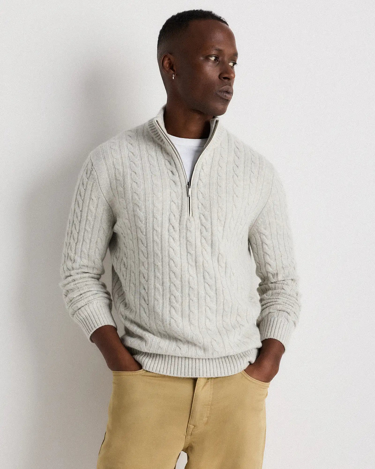 Luxe Baby Cashmere Cable Quarter Zip Sweater