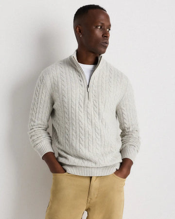 Luxe Baby Cashmere Cable Quarter Zip Sweater