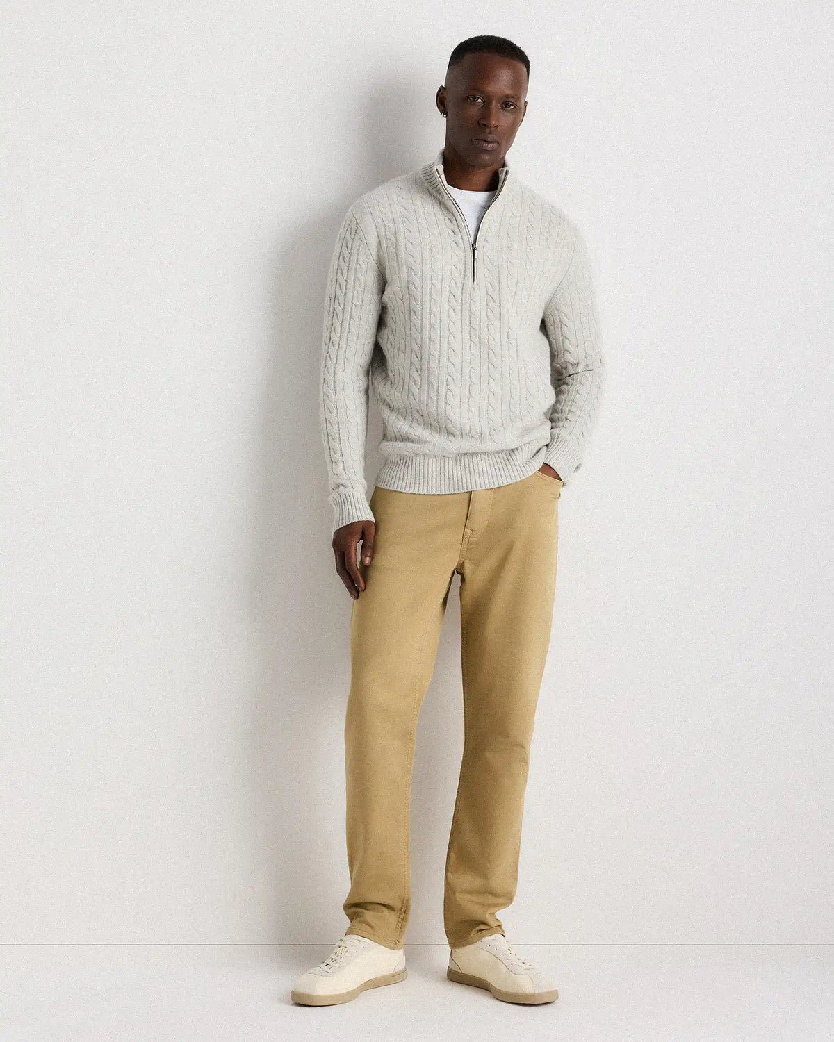 Luxe Baby Cashmere Cable Quarter Zip Sweater