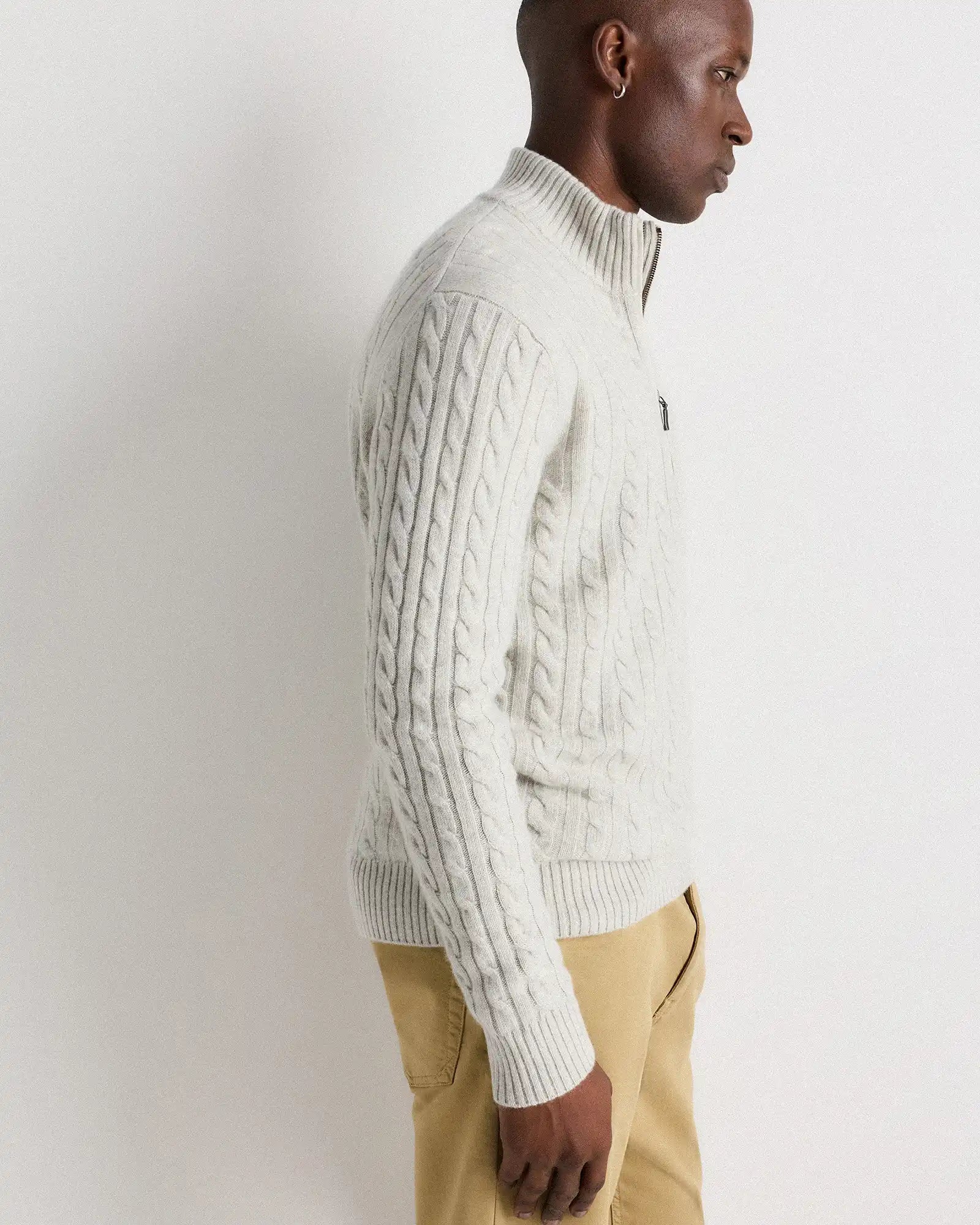 Luxe Baby Cashmere Cable Quarter Zip Sweater