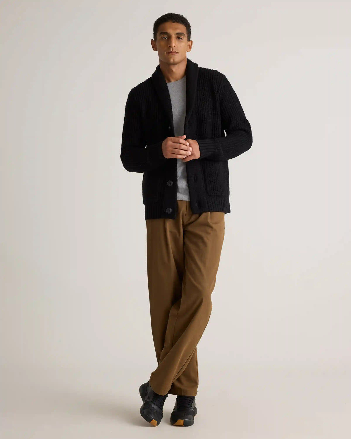 Australian Merino Wool Shawl Collar Cardigan
