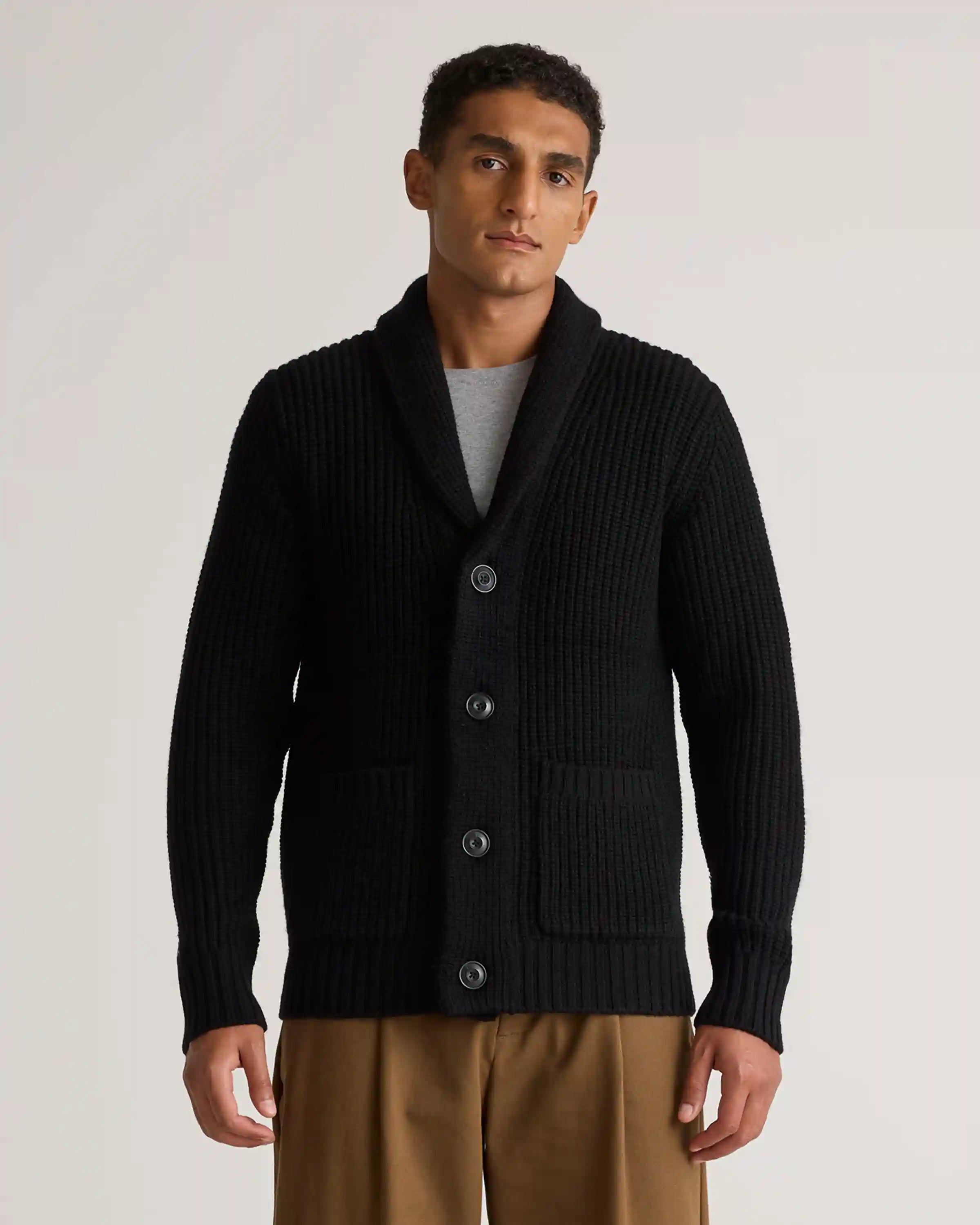 Australian Merino Wool Shawl Collar Cardigan