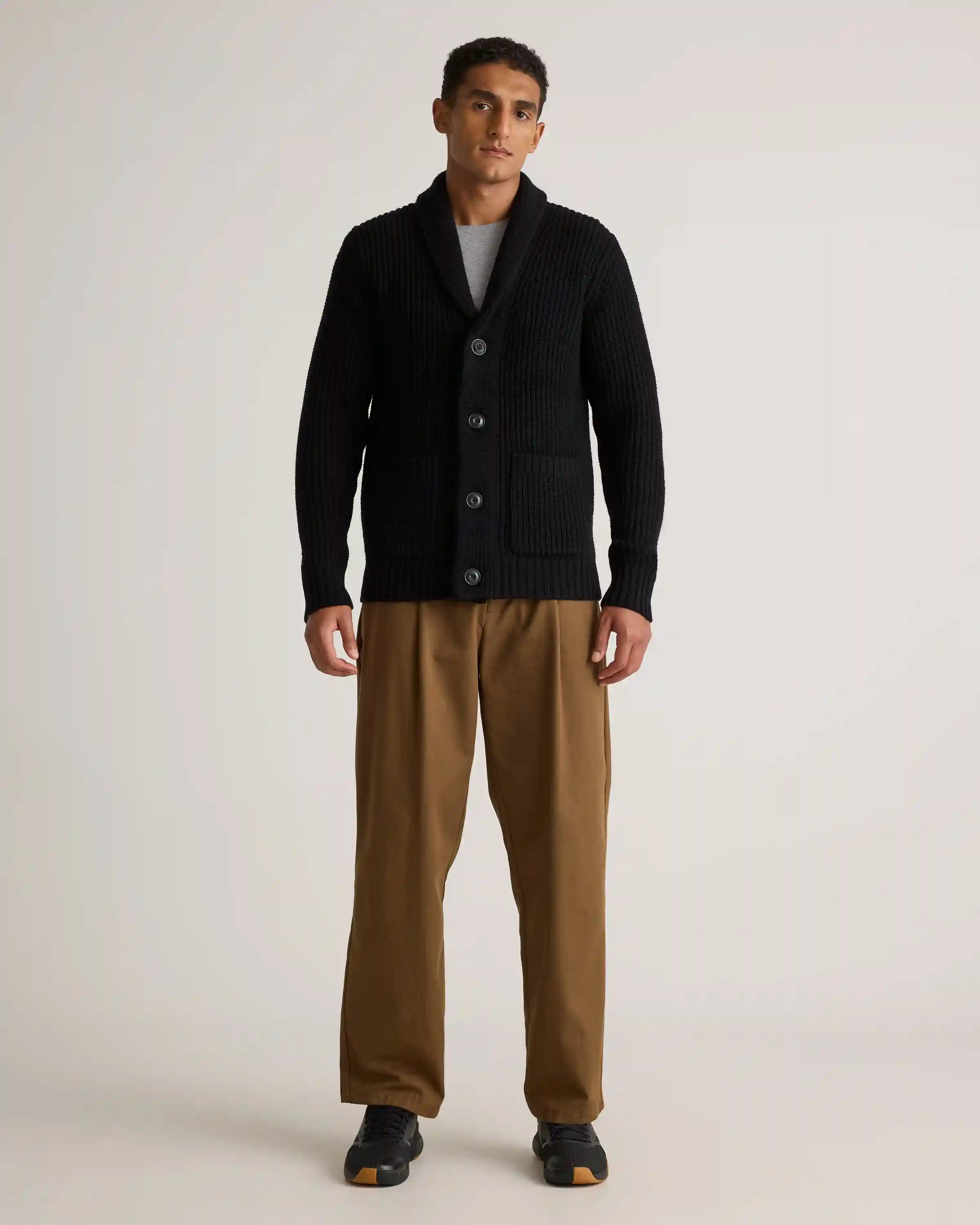 Australian Merino Wool Shawl Collar Cardigan
