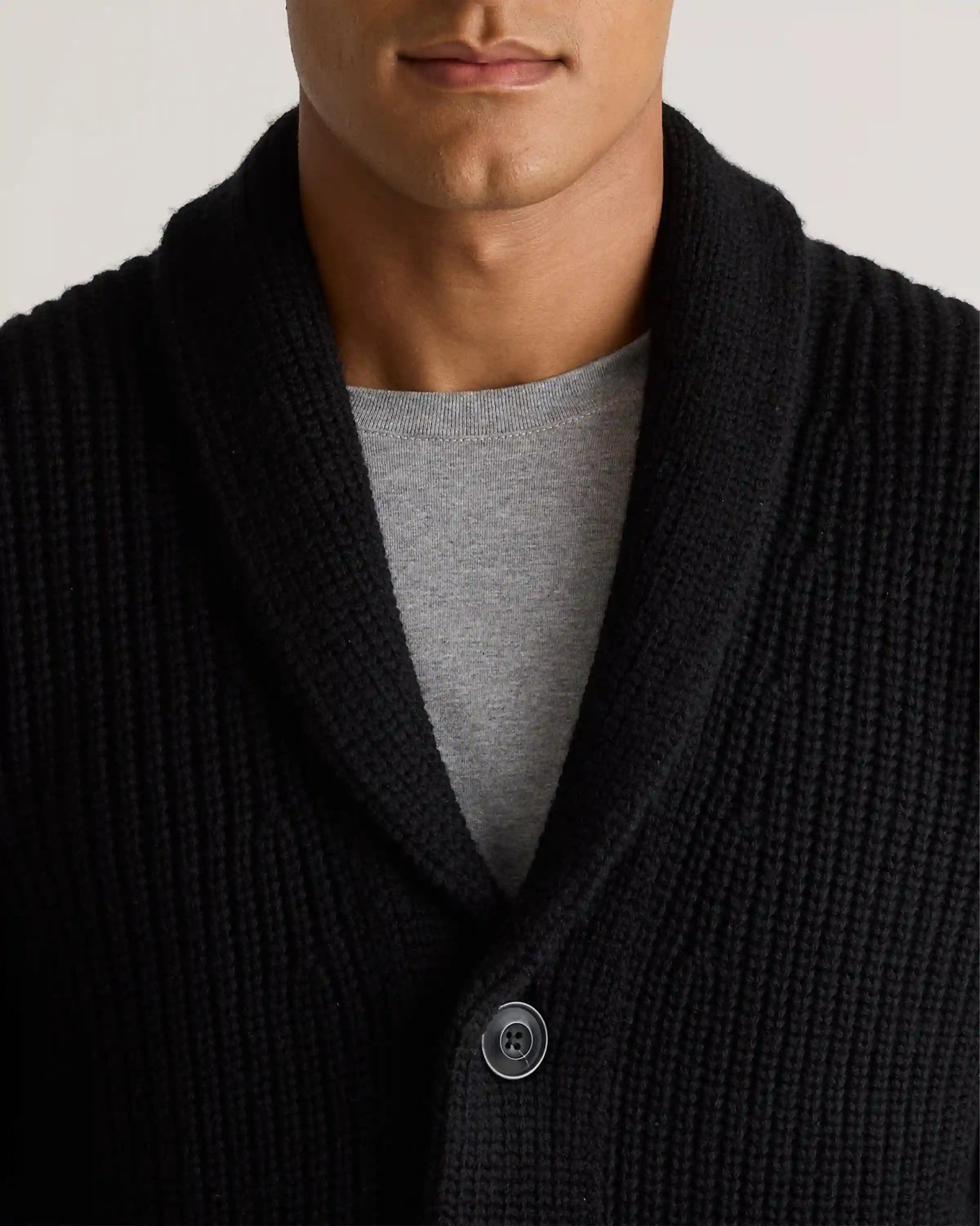 Australian Merino Wool Shawl Collar Cardigan