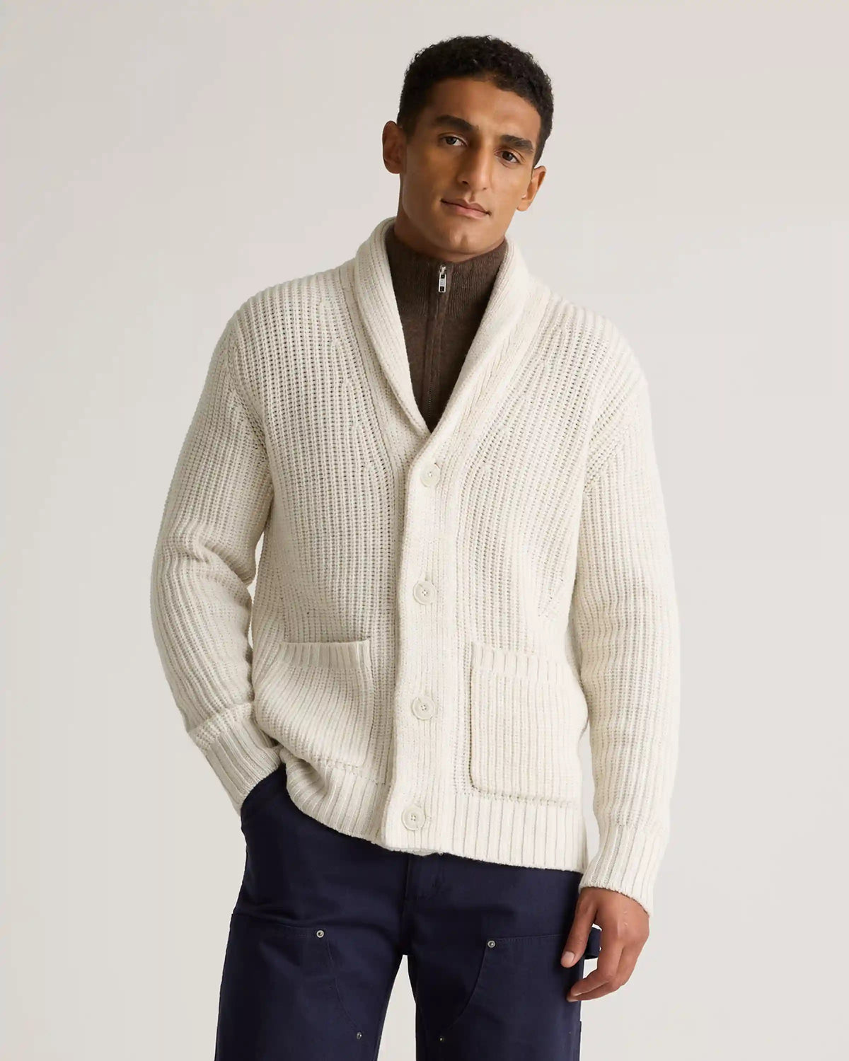 Australian Merino Wool Shawl Collar Cardigan
