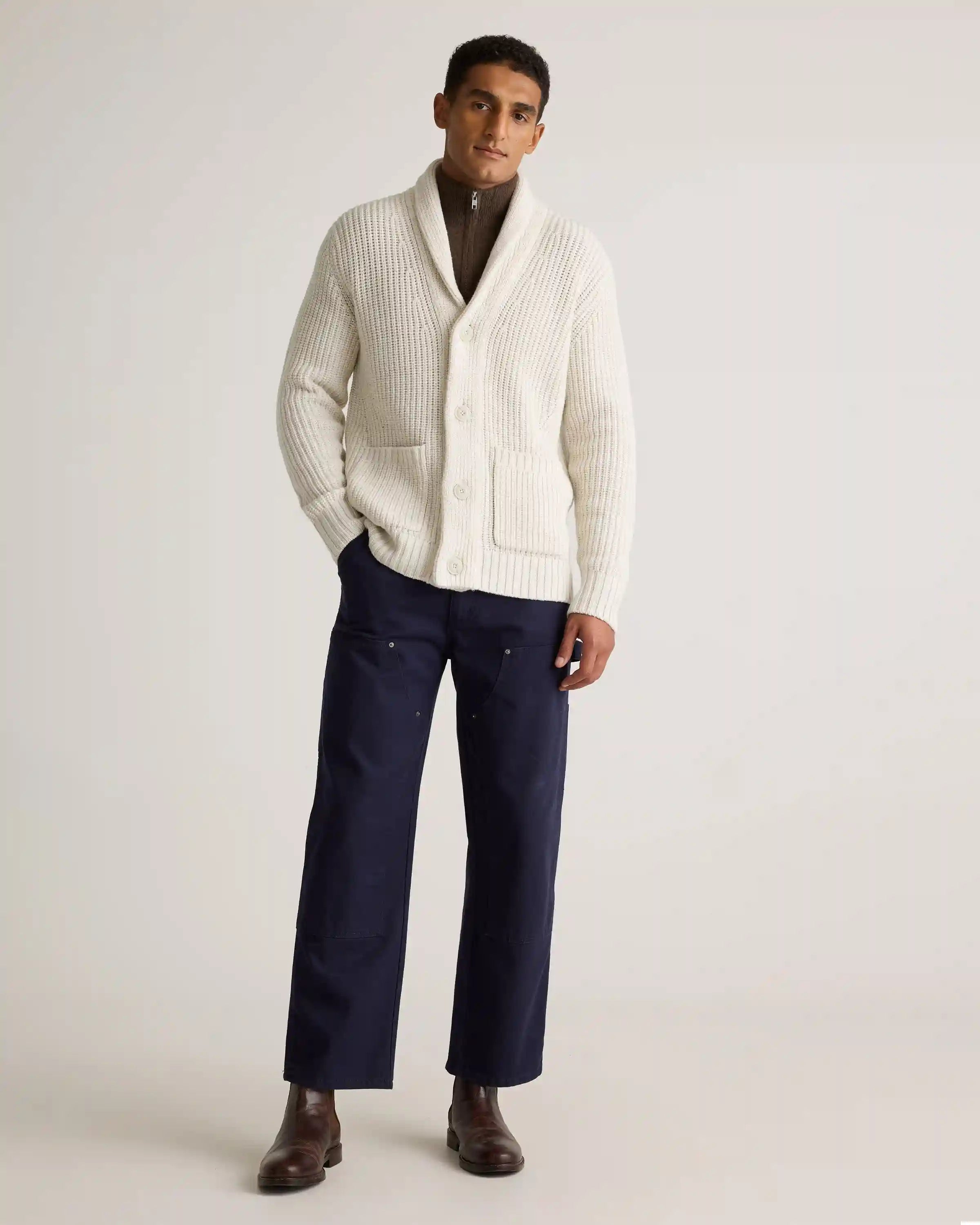 Australian Merino Wool Shawl Collar Cardigan