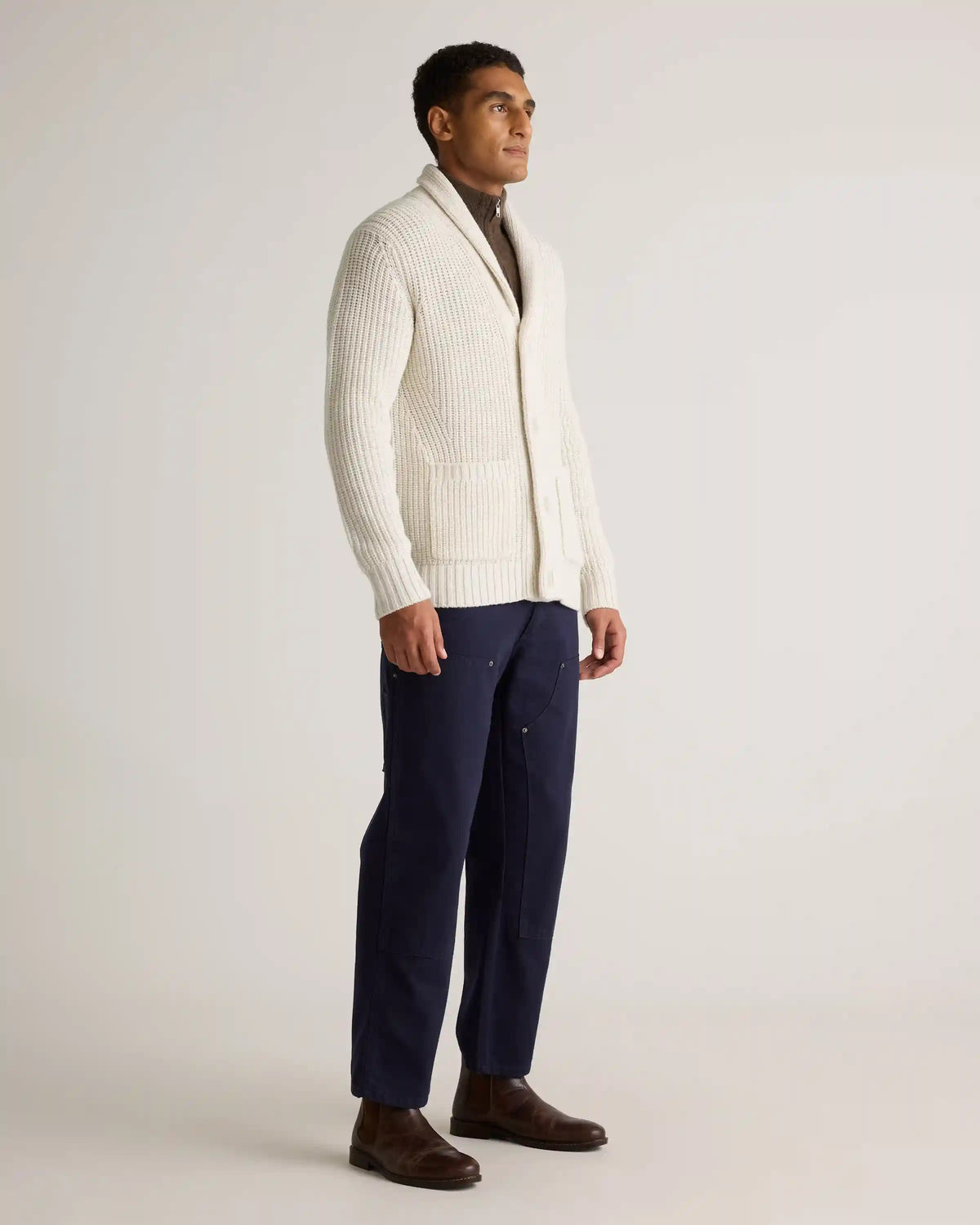 Australian Merino Wool Shawl Collar Cardigan