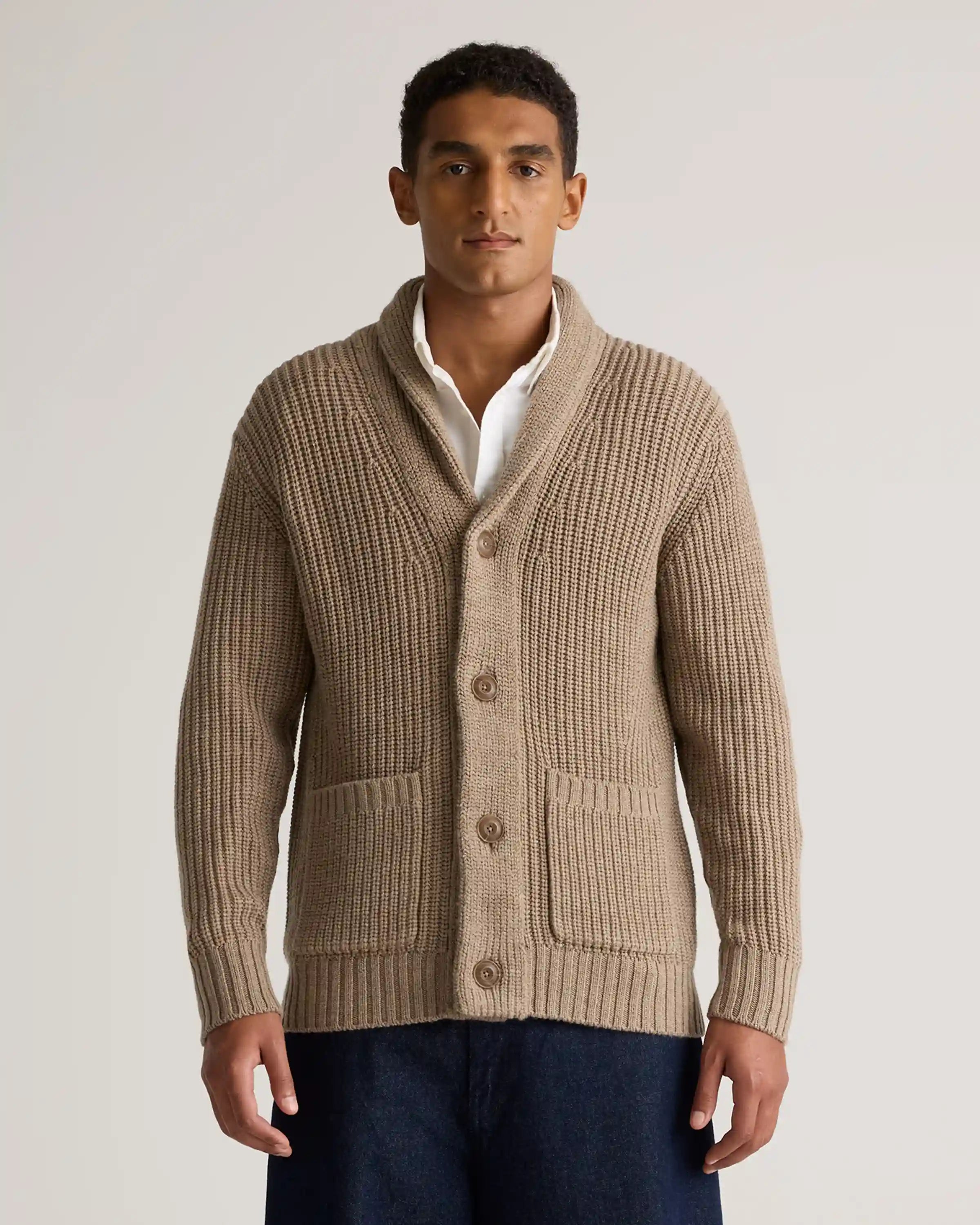 Australian Merino Wool Shawl Collar Cardigan