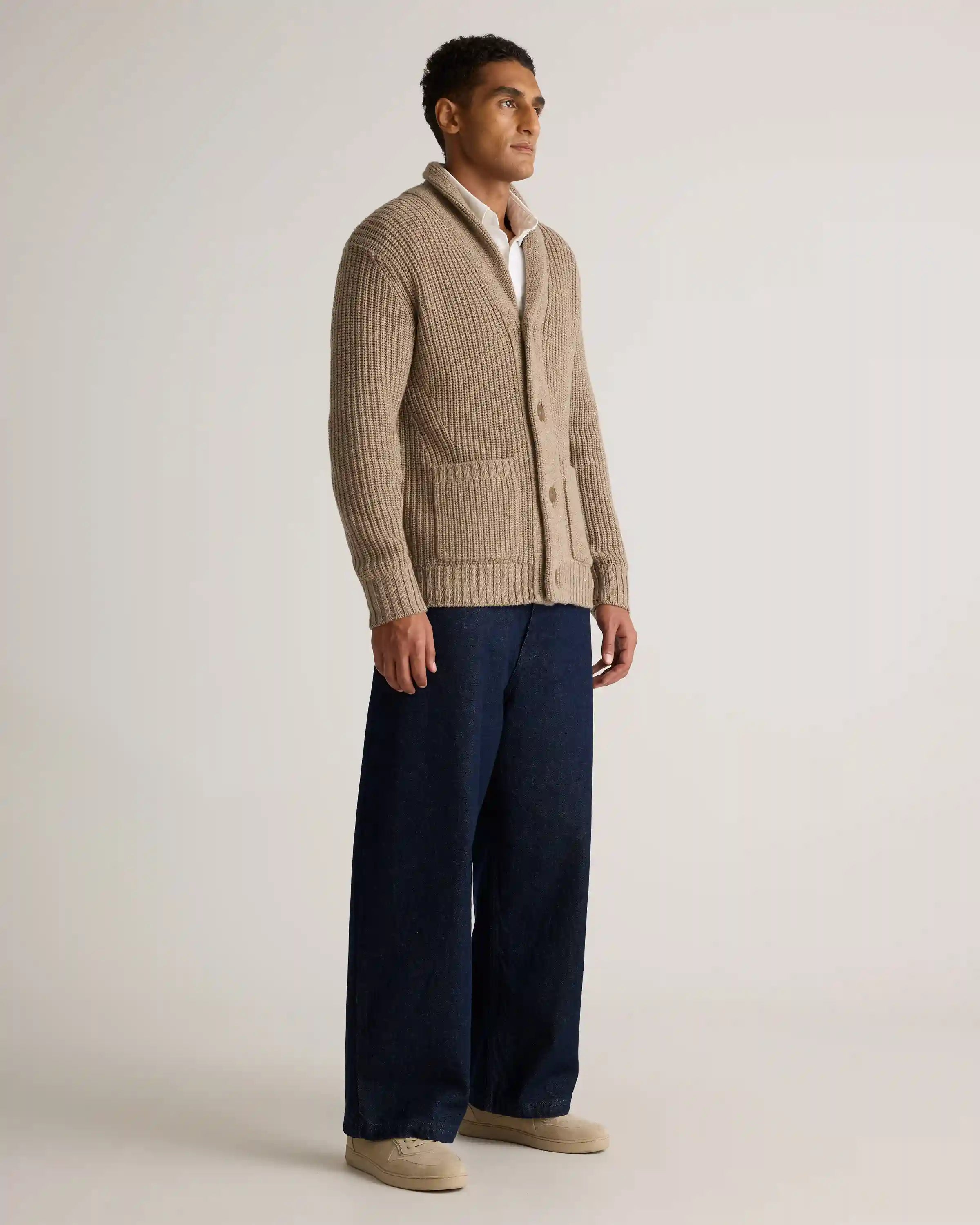 Australian Merino Wool Shawl Collar Cardigan